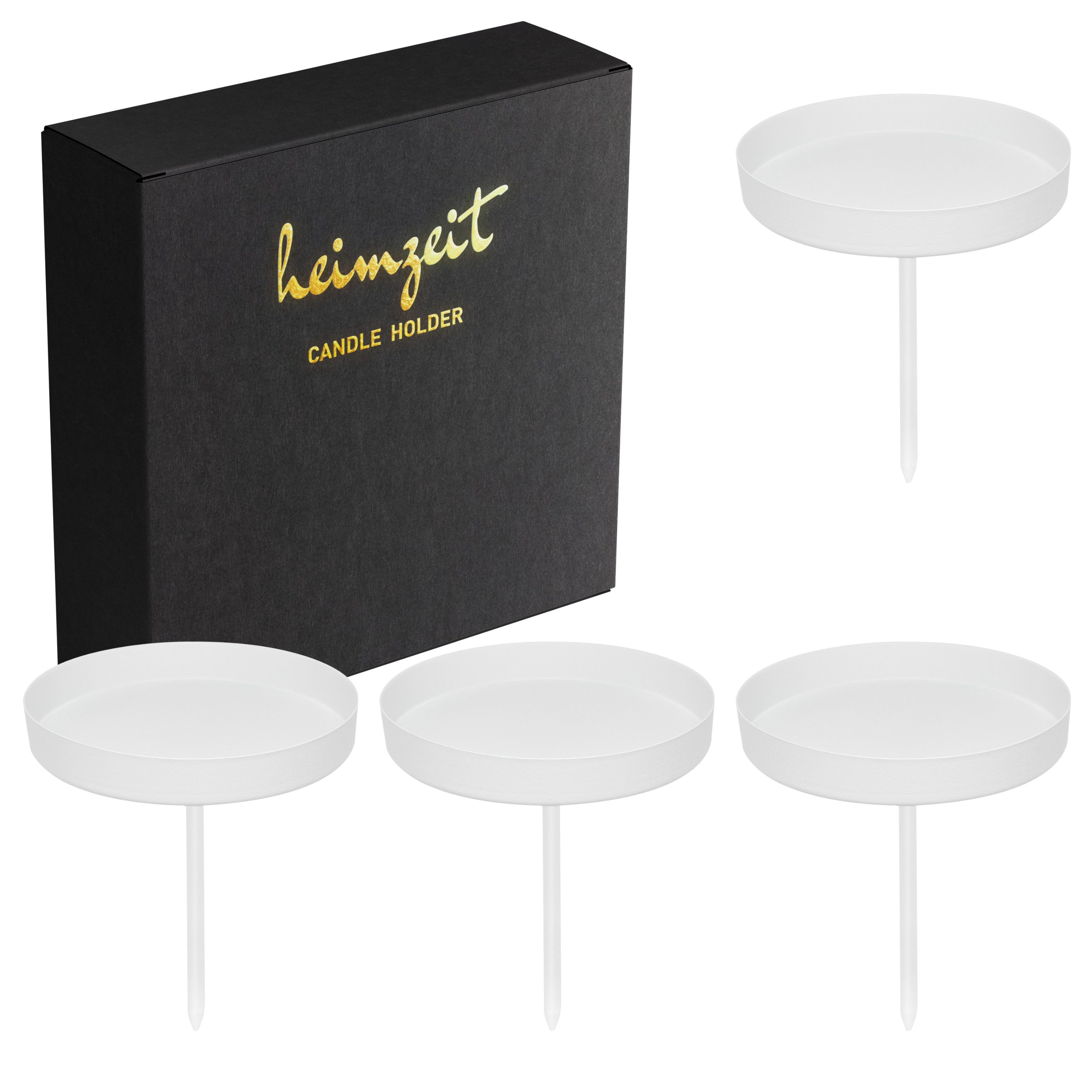 heimzeit Tischkerzenhalter Kerzenhalter für Stumpenkerzen bis Ø 80 mm zum Stecken (Set, 4 Stück), Kerzenstecker Adventskranz