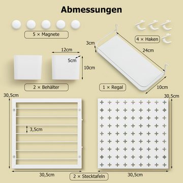 KOMFOTTEU Lochwand, 2 Stücke Pegboards mit Magneten, Haken, Regal & Behältern