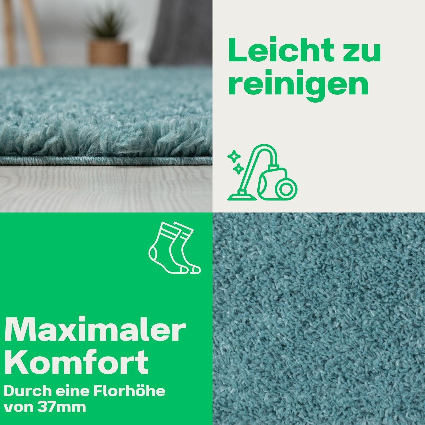 Wohnando Teppich MY-RUG Hochflorteppich Shaggy Star 150x100cm, rechteckig, Höhe: 38 mm, einfarbig, leicht glänzend, extra flauschig – Bild 5 von 5