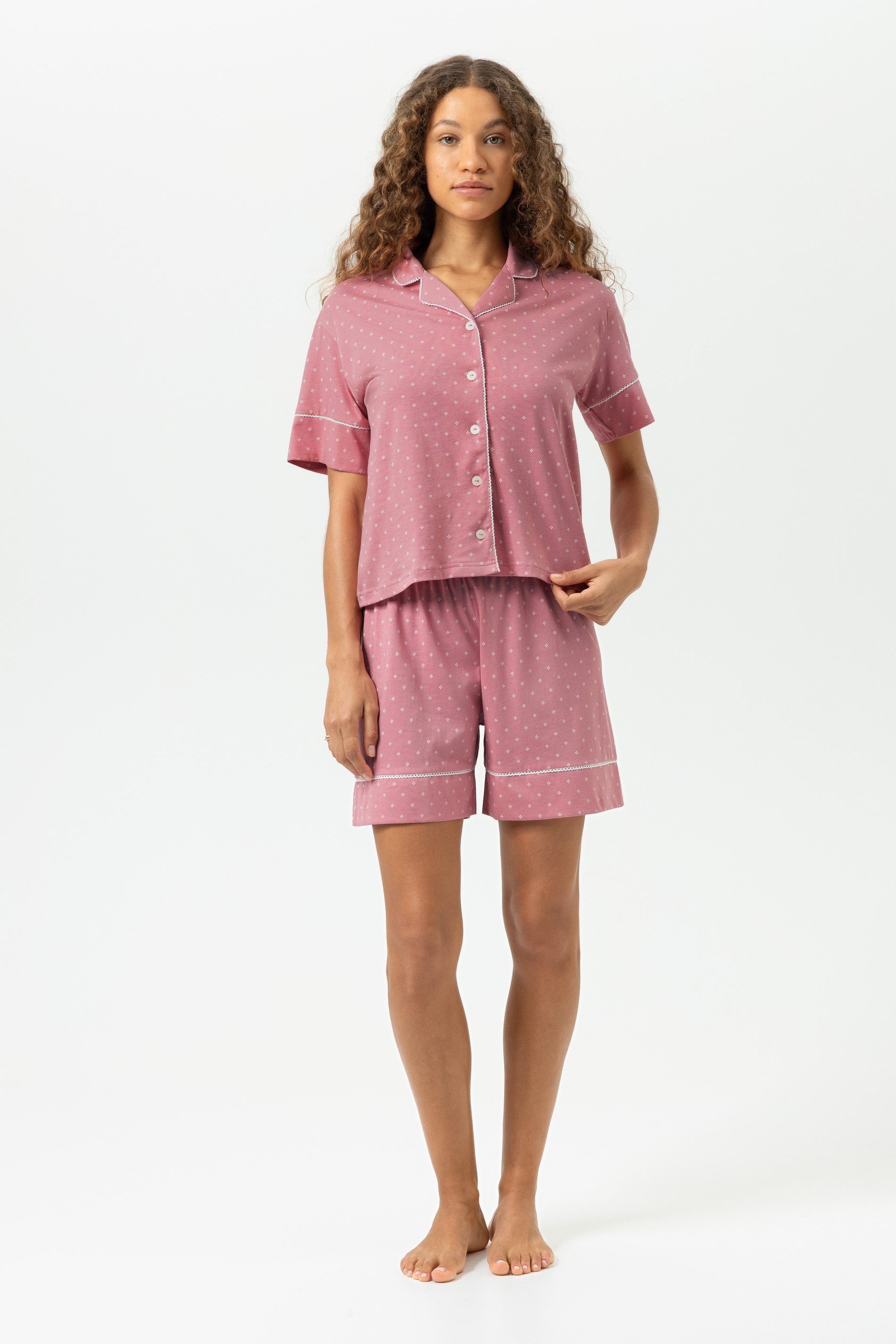 Schlafanzug Mey Anzug kurz Serie Crochet Dots mit Print Pyjama
