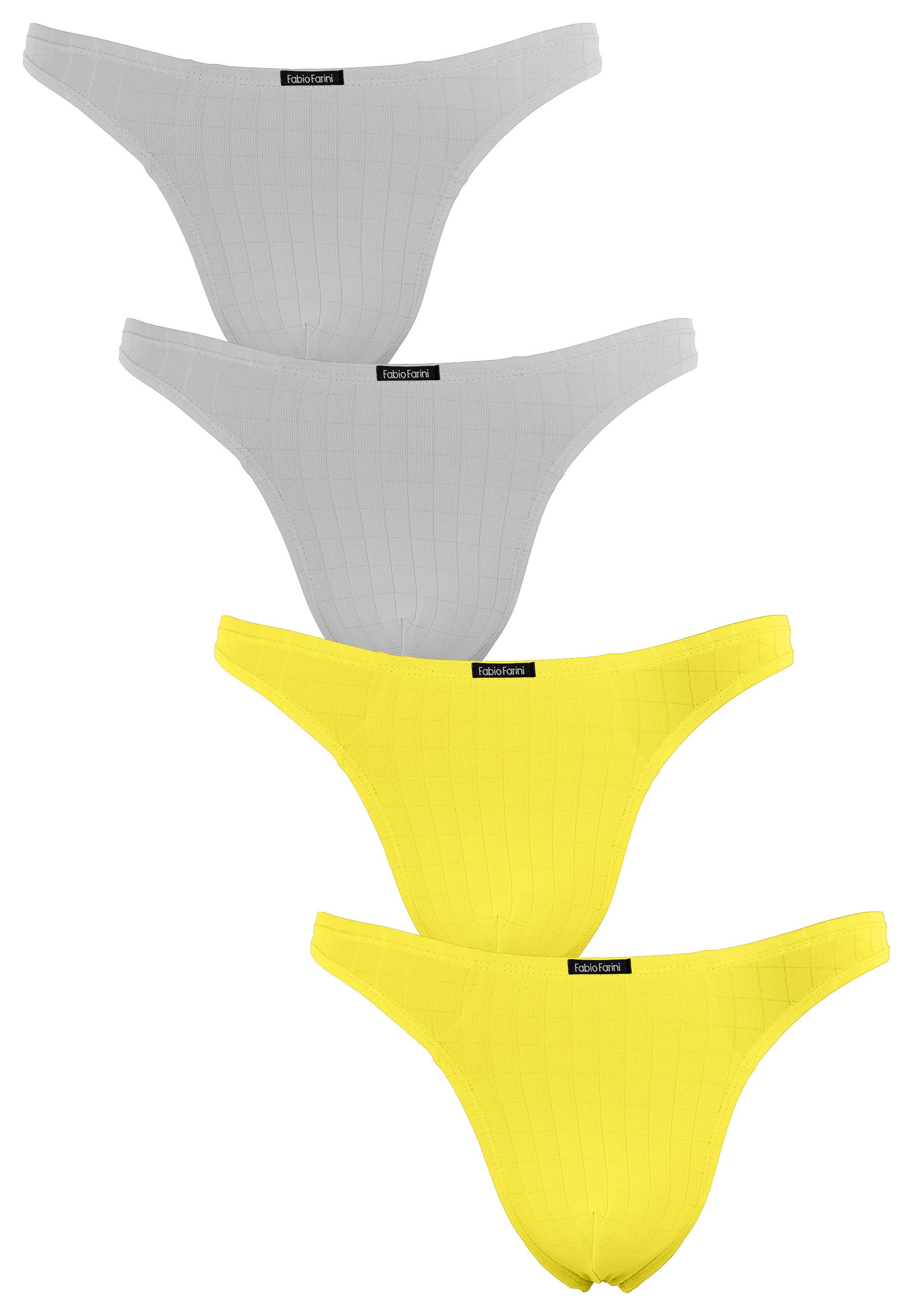 Fabio Farini String Herren Unterhosen - Männer Tangas aus atmungsaktiver Mikrofaser (4-St) im sportlichen Look mit Karo-Muster