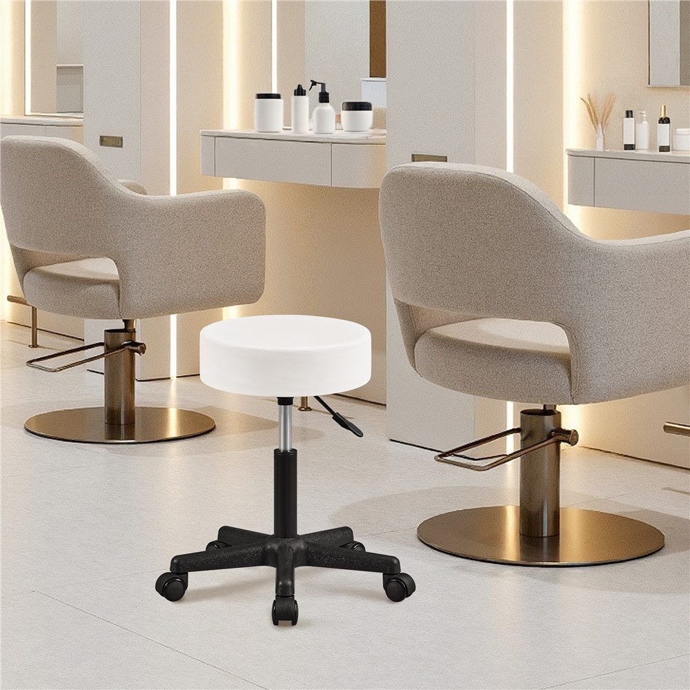Yaheetech Drehhocker 46 cm – 61,5 cm Höhenverstellbarer Barstuhl, Schminkhocker mit 360° Drehbarer Sitzfläche 150 kg Belastbar