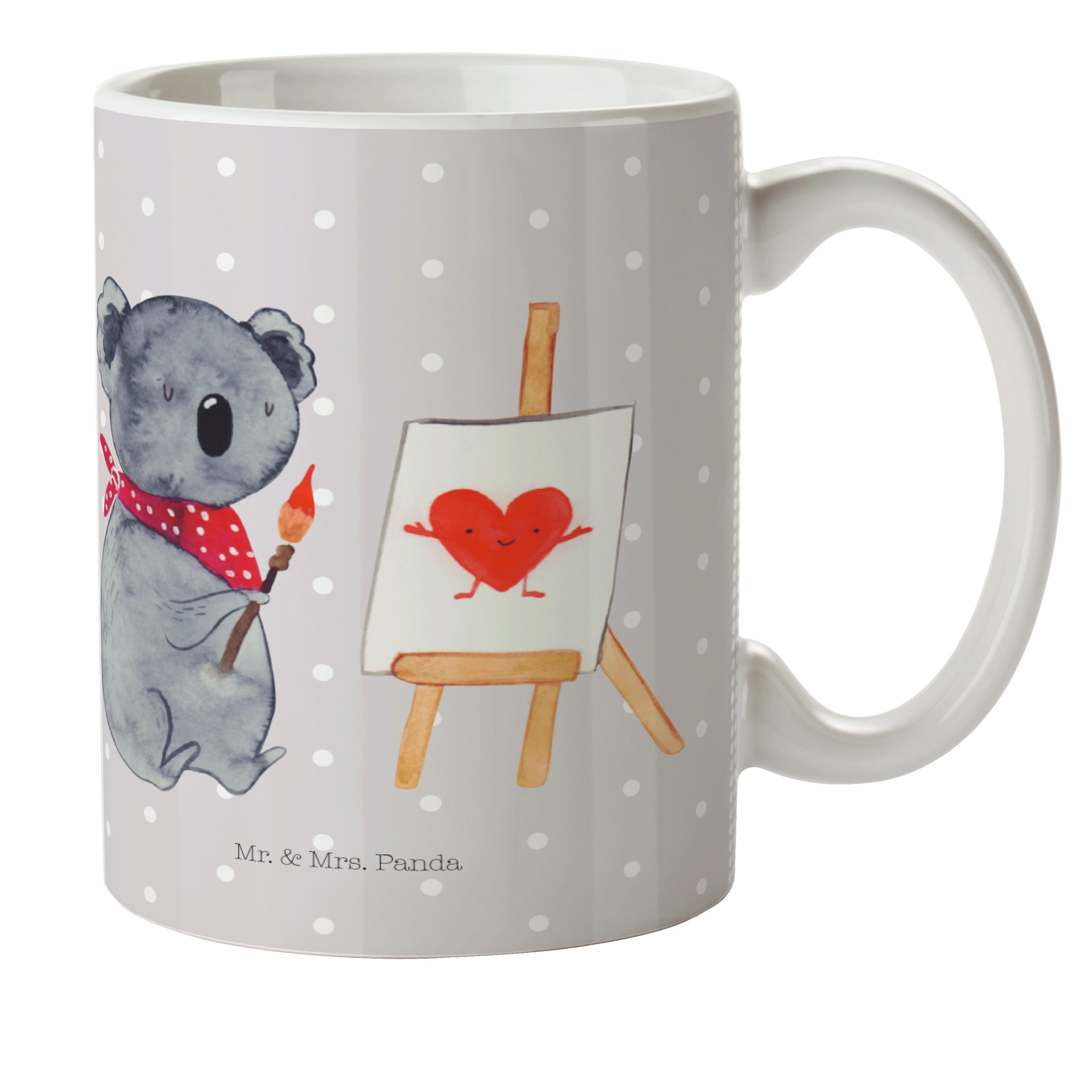 - Mrs. - Koalabär, Pastell Kaffeetasse, Kinderbecher & Kunststoff Trin, Geschenk, Mr. Künstler Grau Panda Koala
