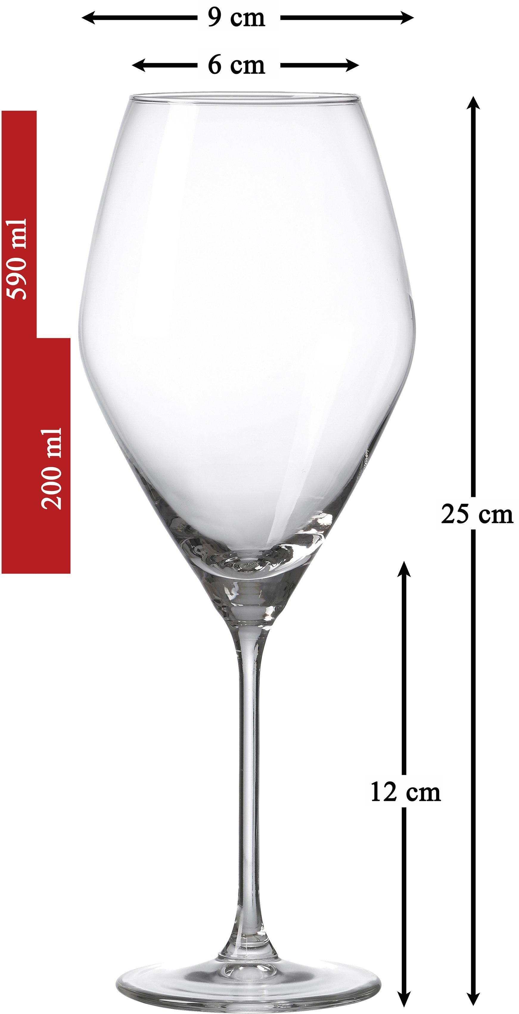 Ritzenhoff & Breker Rotweinglas Salsa, 6-tlg., Glas, (Burgunderglas), robust und kristallklar, 6-teilig