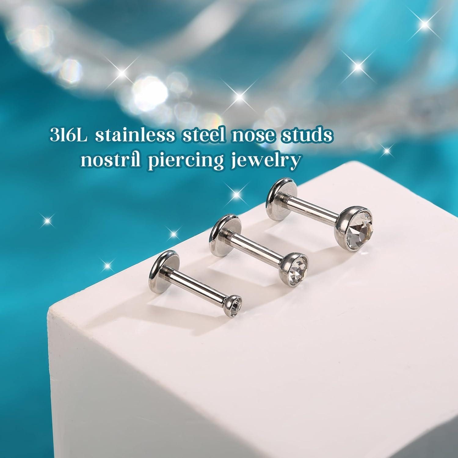 Chriscoco Piercing-Set 16G 12Pcs Helix Piercings Chirurgenstahl Nasen Tragus Lippen Piercings