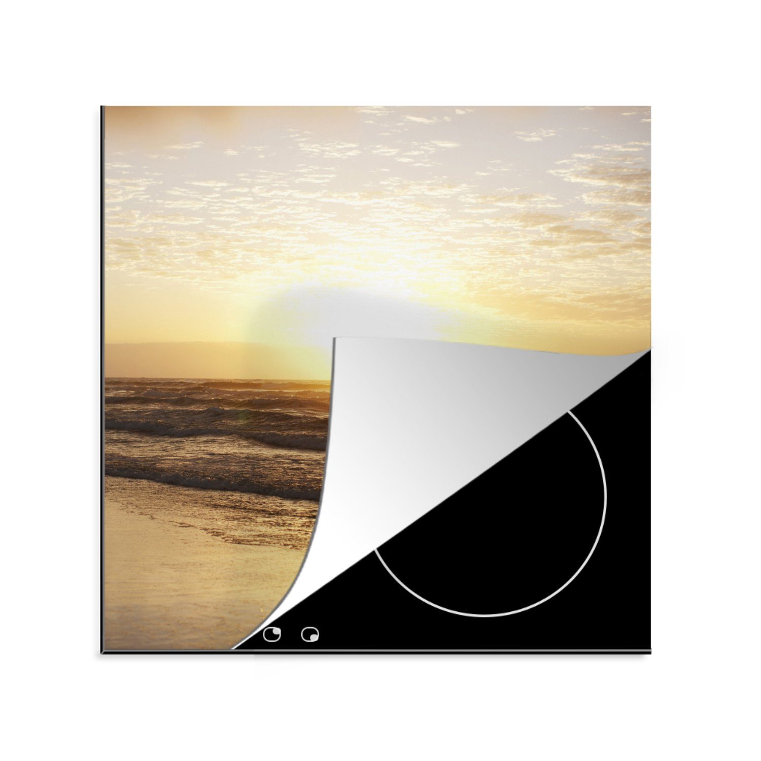 MuchoWow Herdblende-/Abdeckplatte Sonne - Meer - Strand, Vinyl, (1 tlg), 78x78 cm, Ceranfeldabdeckung, Arbeitsplatte für küche