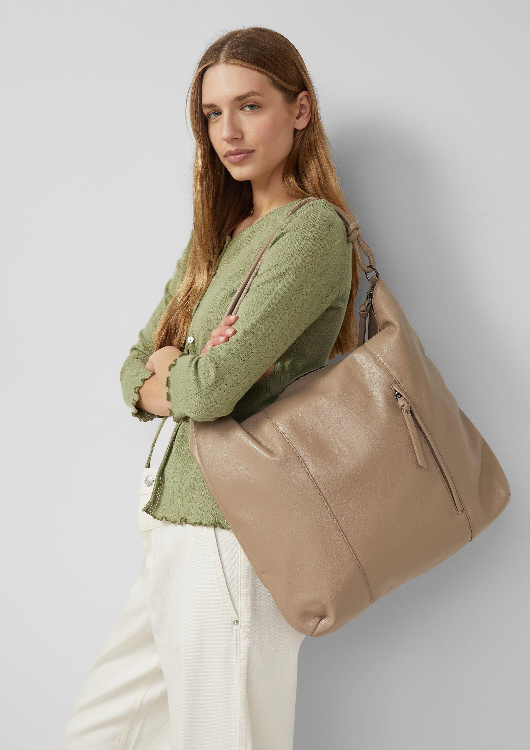 s.Oliver Schultertasche Tasche, Hobo-Bag in Leder-Optik mit Logo-Prägung und Reißverschluss