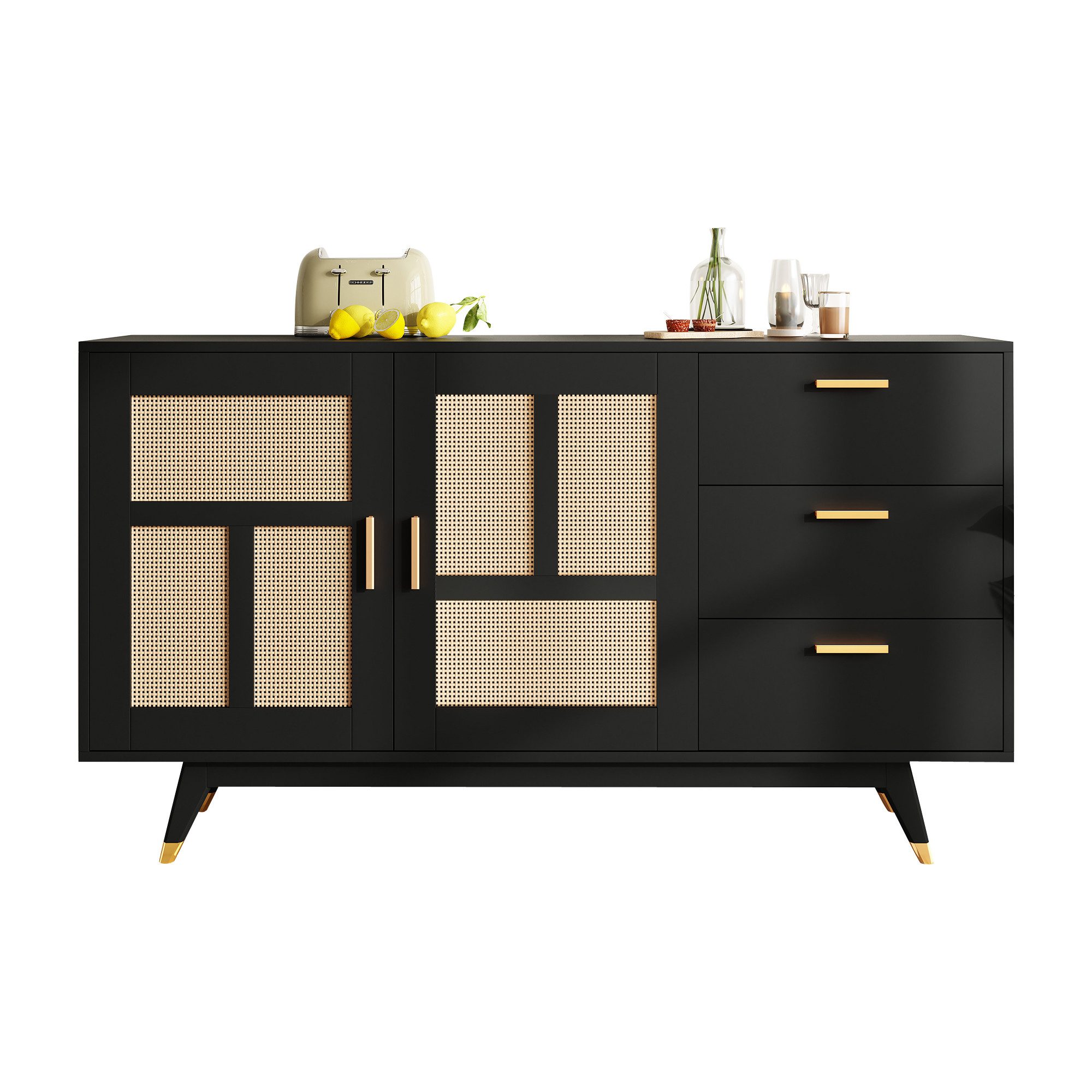 HAUSS SPOLE Sideboard Rattan Schrank mit günstig online kaufen