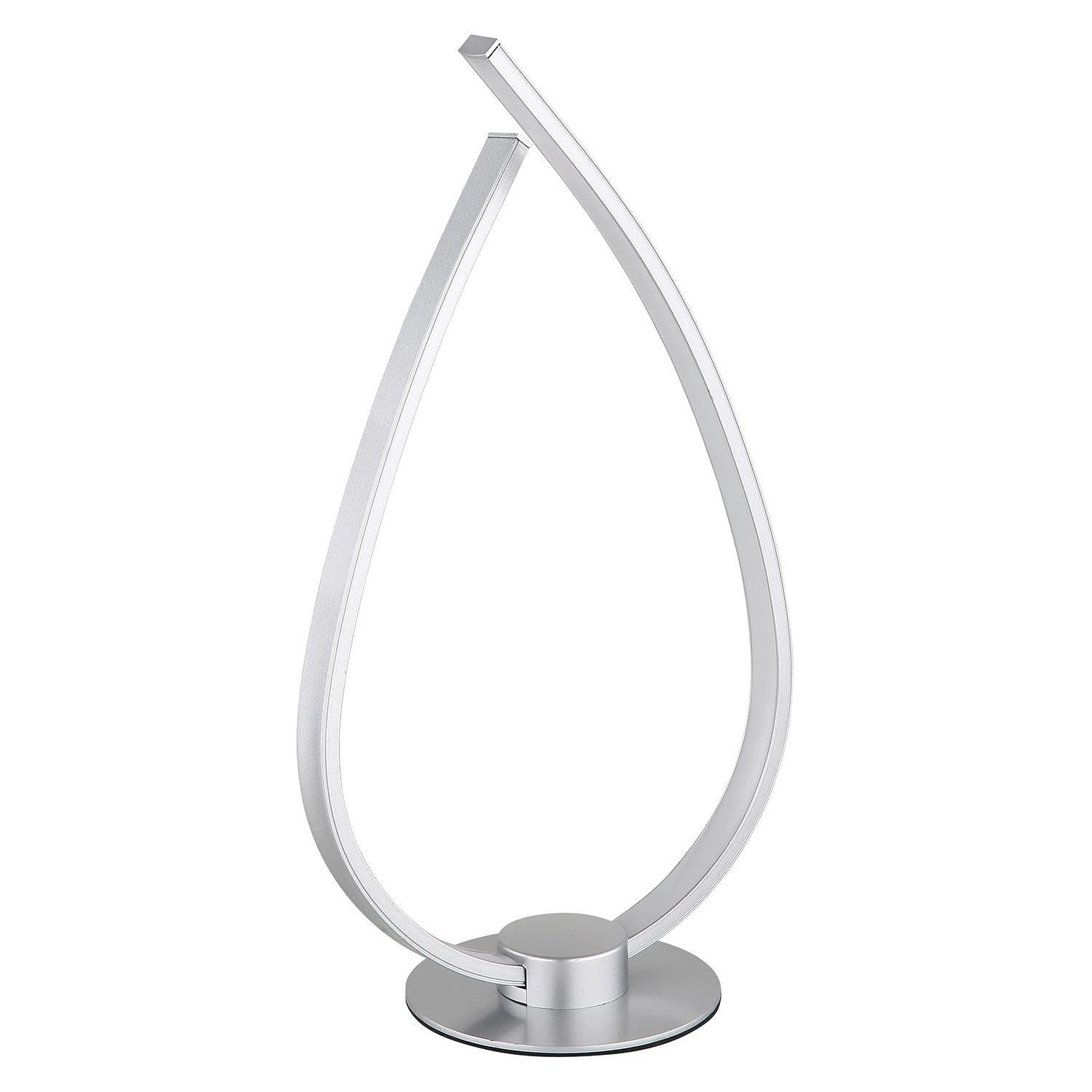 GLOBO LIGHTING LED Tischleuchte TRINA, Silbergrau, Metall, mit Schnurschalter, LED fest integriert, Extra-Warmweiß, B 20,5 x H 37,5 x T 12 cm