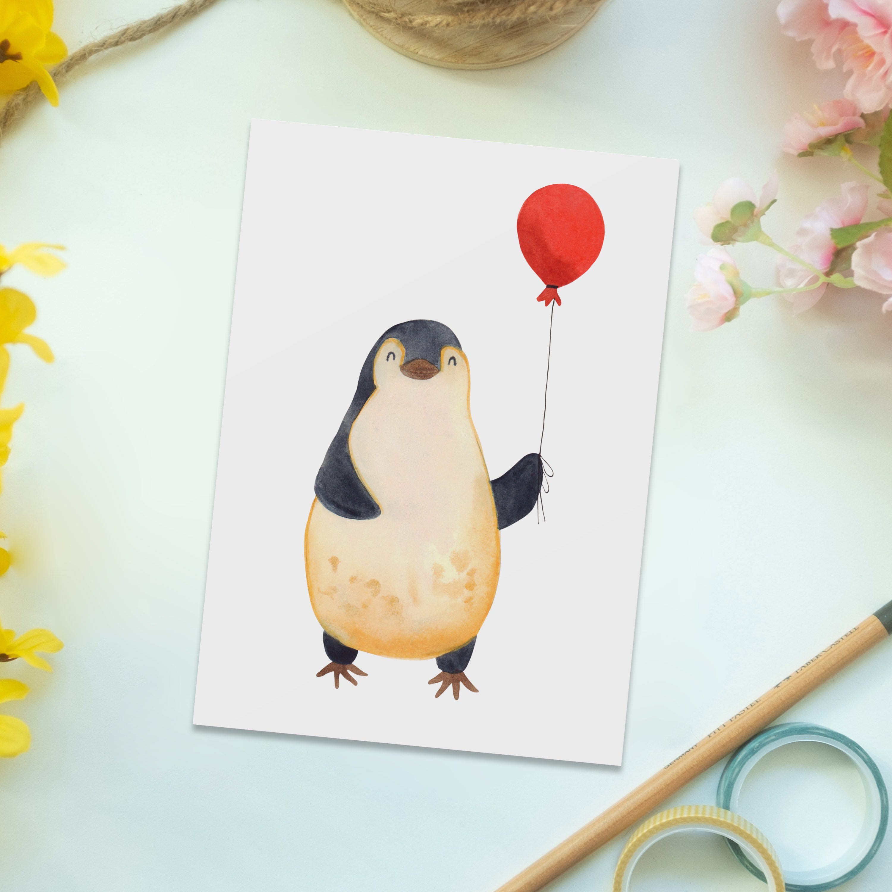 - gute Laun Mrs. Luftballon Pinguin Panda Postkarte Einladung, - Geschenk, & Weiß Jahrmarkt, Mr.