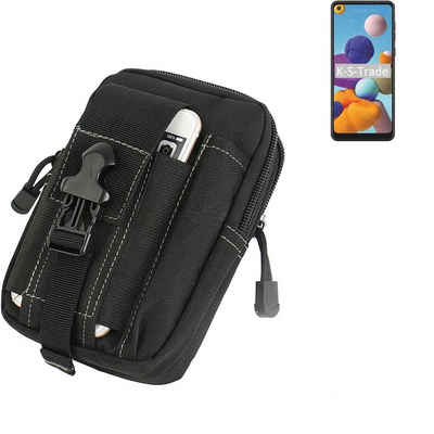 K-S-Trade Handyhülle für Samsung Galaxy A21, Gürtel Tasche Gürteltasche Holster Schutz Hülle Handy Hülle