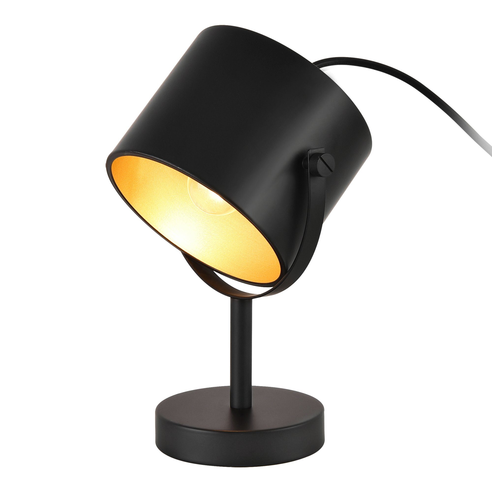 max. lux.pro »Farstorp« Leuchtmittel, 60W Tischleuchte, Schwarz Metall Tischlampe E27 Ein-/Ausschalter, Nachttischlampe ohne