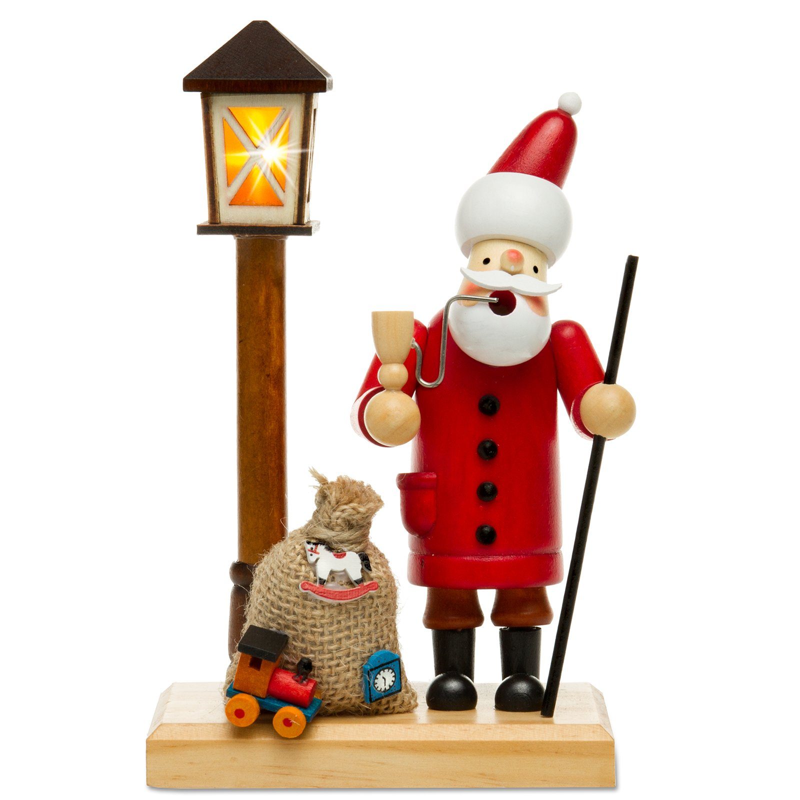 SIKORA Weihnachtsfigur RM-A-LED Holz Räuchermännchen mit batteriebetriebener LED Laterne A24 Weihnachtsmann mit LED Laterne