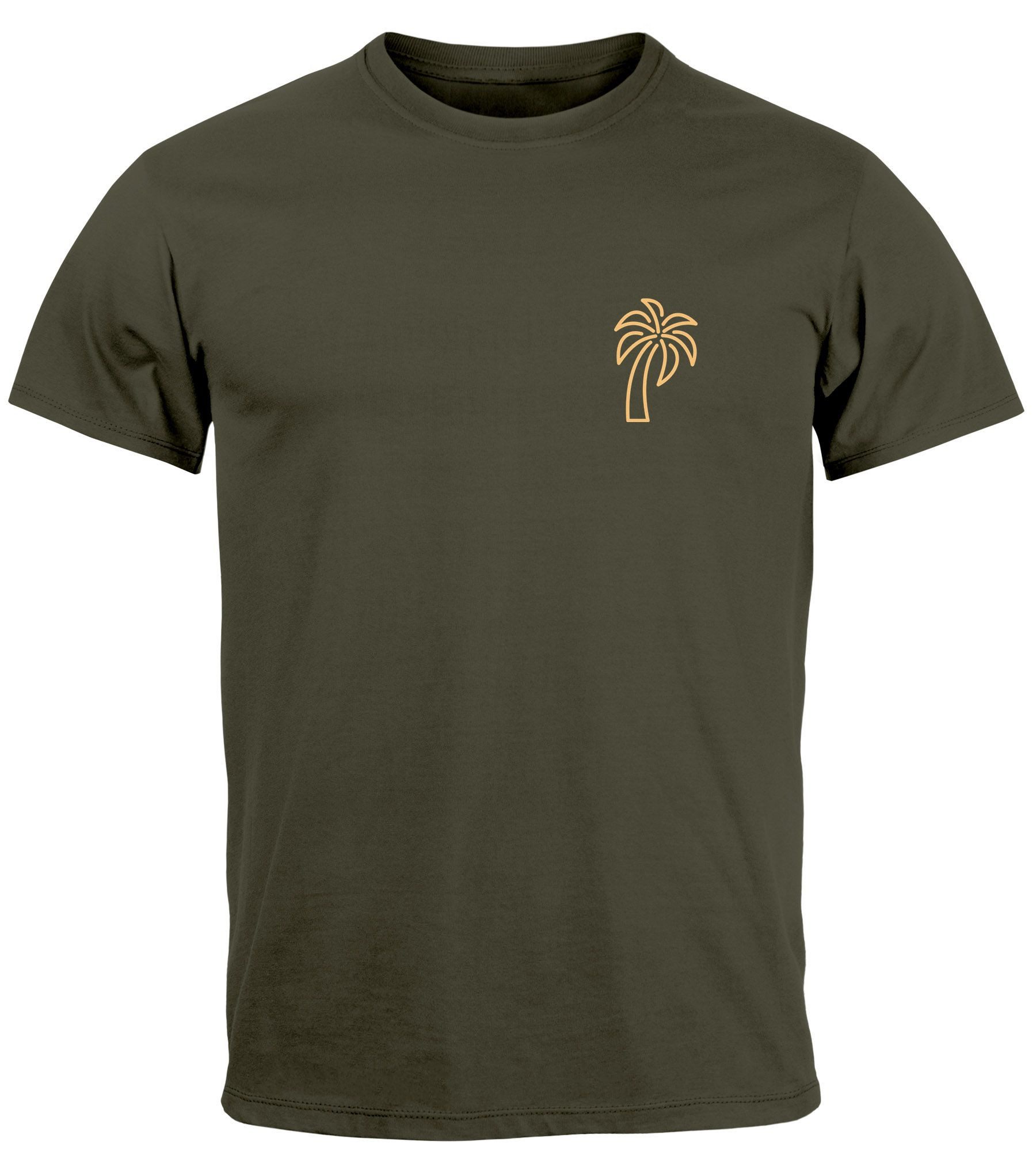 Neverless Print-Shirt Herren T-Shirt Palme Logo Print Sommer Badge Emblem M günstig online kaufen