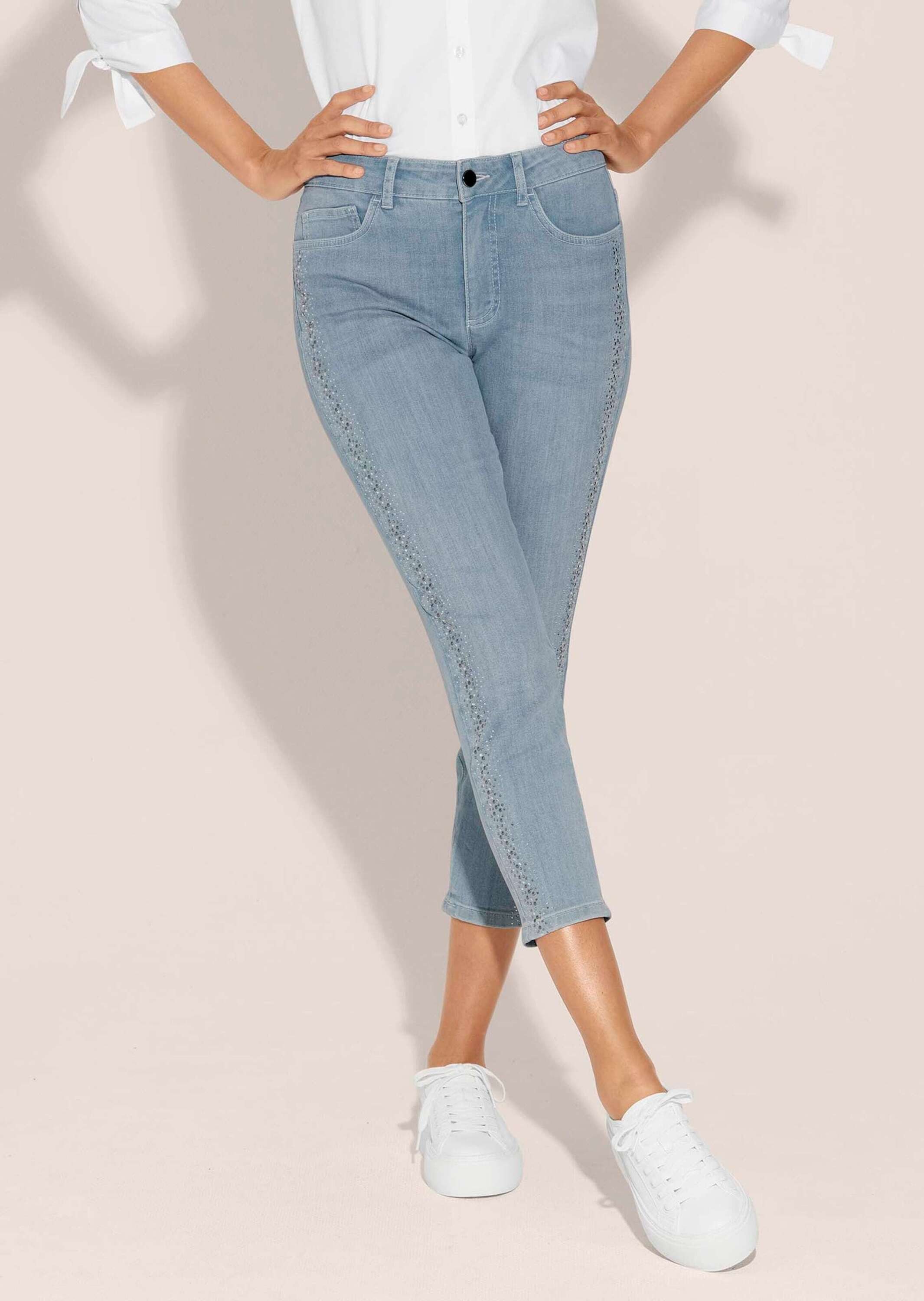 Gerade Jeans Schlanke 7/8-Jeans mit Glanz-Effekt
