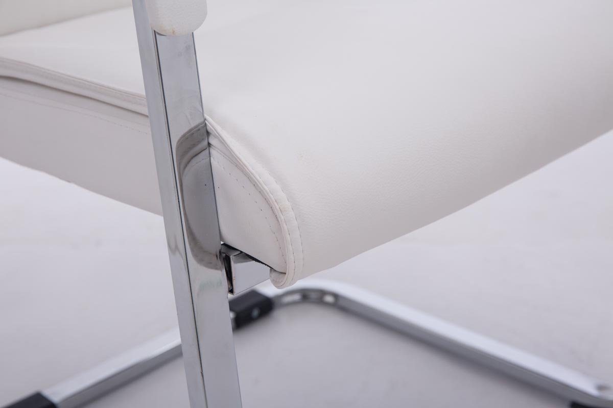 TPFLiving Besucherstuhl Metall Wohnzimmerstuhl), Sitzfläche: Sitzfläche mit gepolsterter weiß Anobo - chrom - Kunstleder - Esszimmerstuhl Konferenzstuhl - Gestell: (Küchenstuhl hochwertig