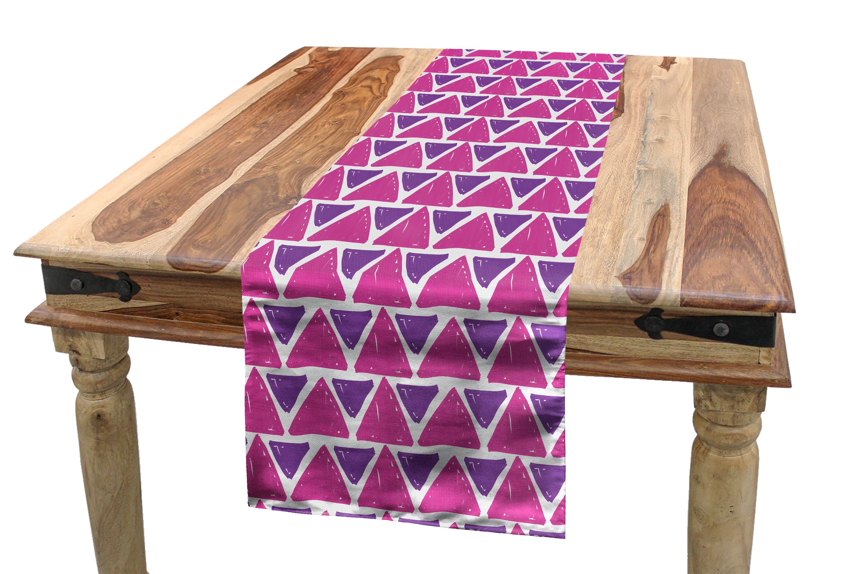 Abakuhaus Tischläufer Esszimmer Küche Tischläufer, Rechteckiger Hand Drawn Geometrisch Triangles Dekorativer