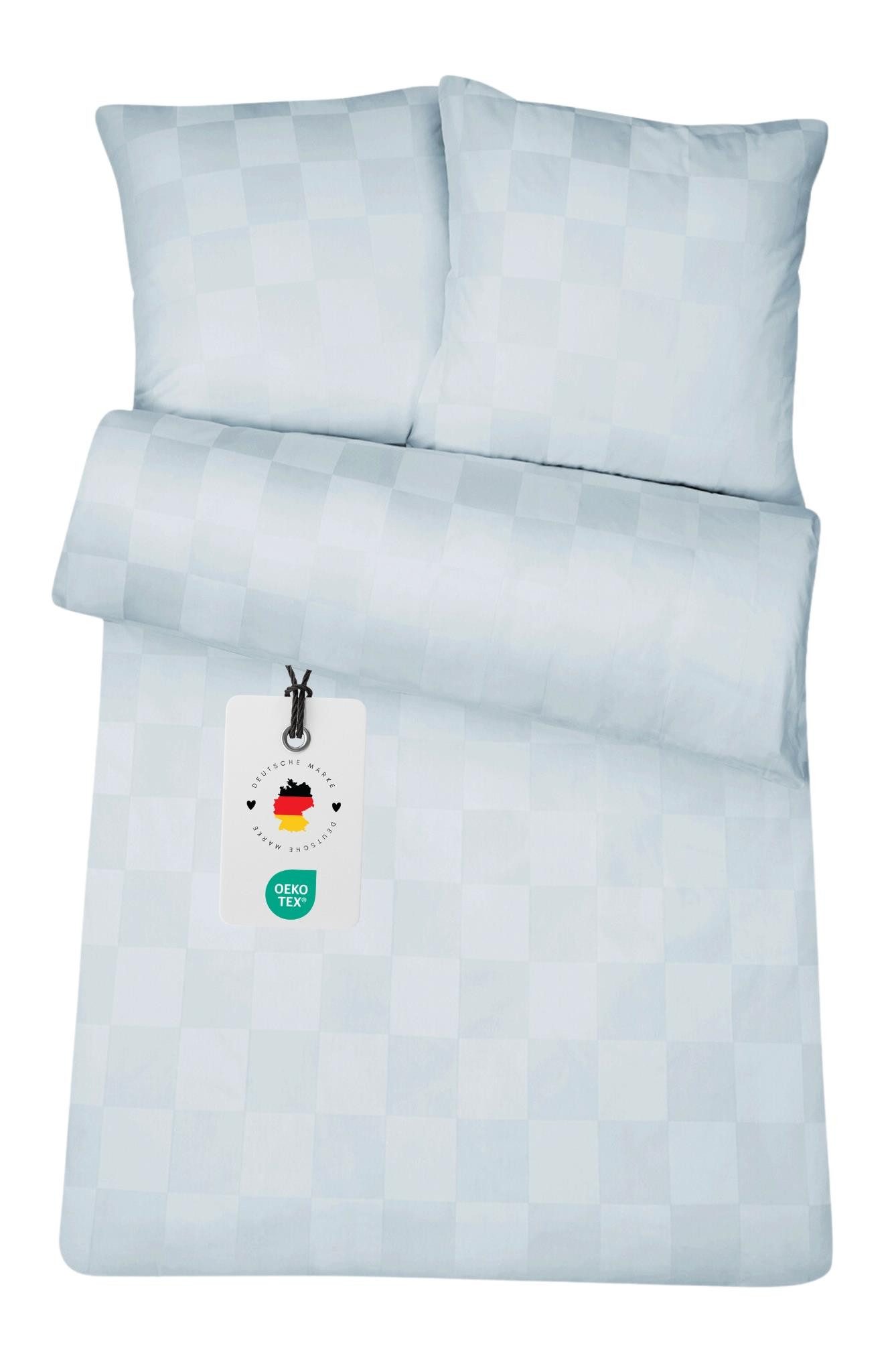 Carpe Sonno Bettwäsche Damast 135x200 Baumwolle Hotel Bettwäsche kariert Bettbezug Set modern, Damast, 2 teilig, Damast Bettwäsche 135x200 Karo Bettwäsche Silber