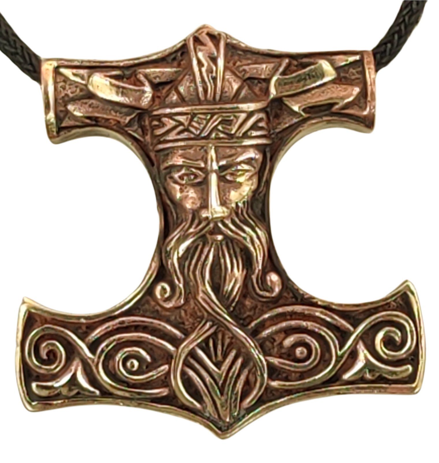 Kiss of Leather Kettenanhänger großer Odin Thor Wikinger Bronze Anhänger Thorhammer Thorshammer Hammer