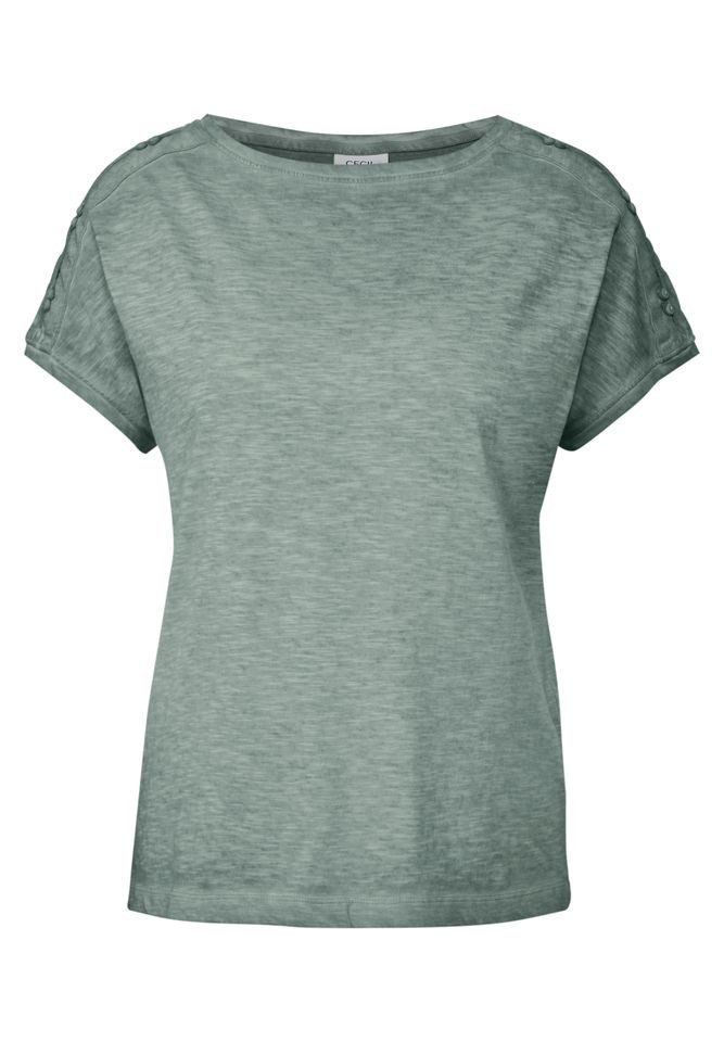 CECIL T-Shirt -Cecil T-Shirt Washed-Optik und Knopfdetails günstig online kaufen