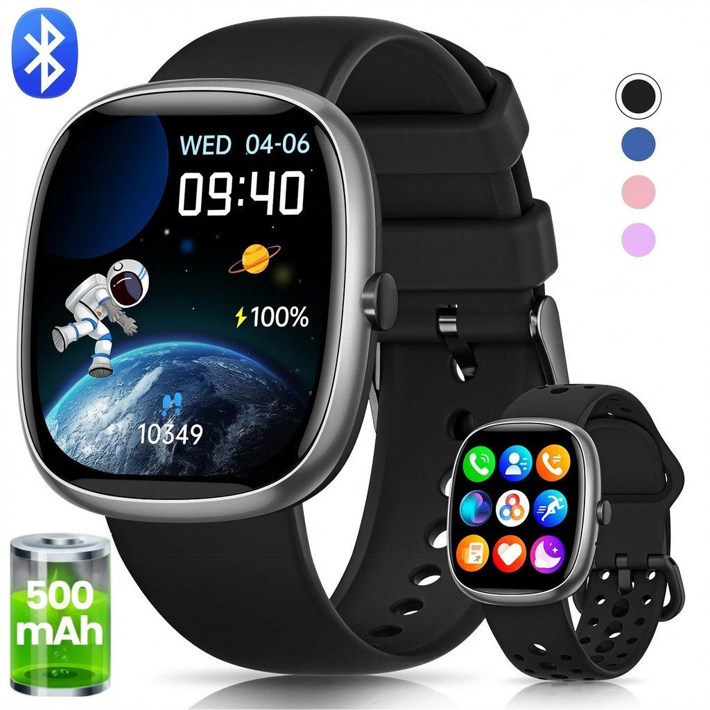 SWGOTA Smartwatch Kinder für Jungen und Mädchen 5-16 Jahren mit Telefon, IP68 Smartwatch (1,5 Zoll), Smartwatch für Kinder mit 20 Sportmodi/Herzfrequenz/Schlafmonitor, Kinder Smartwatch Schrittzähler, Wecker, Geschenk für Kinder