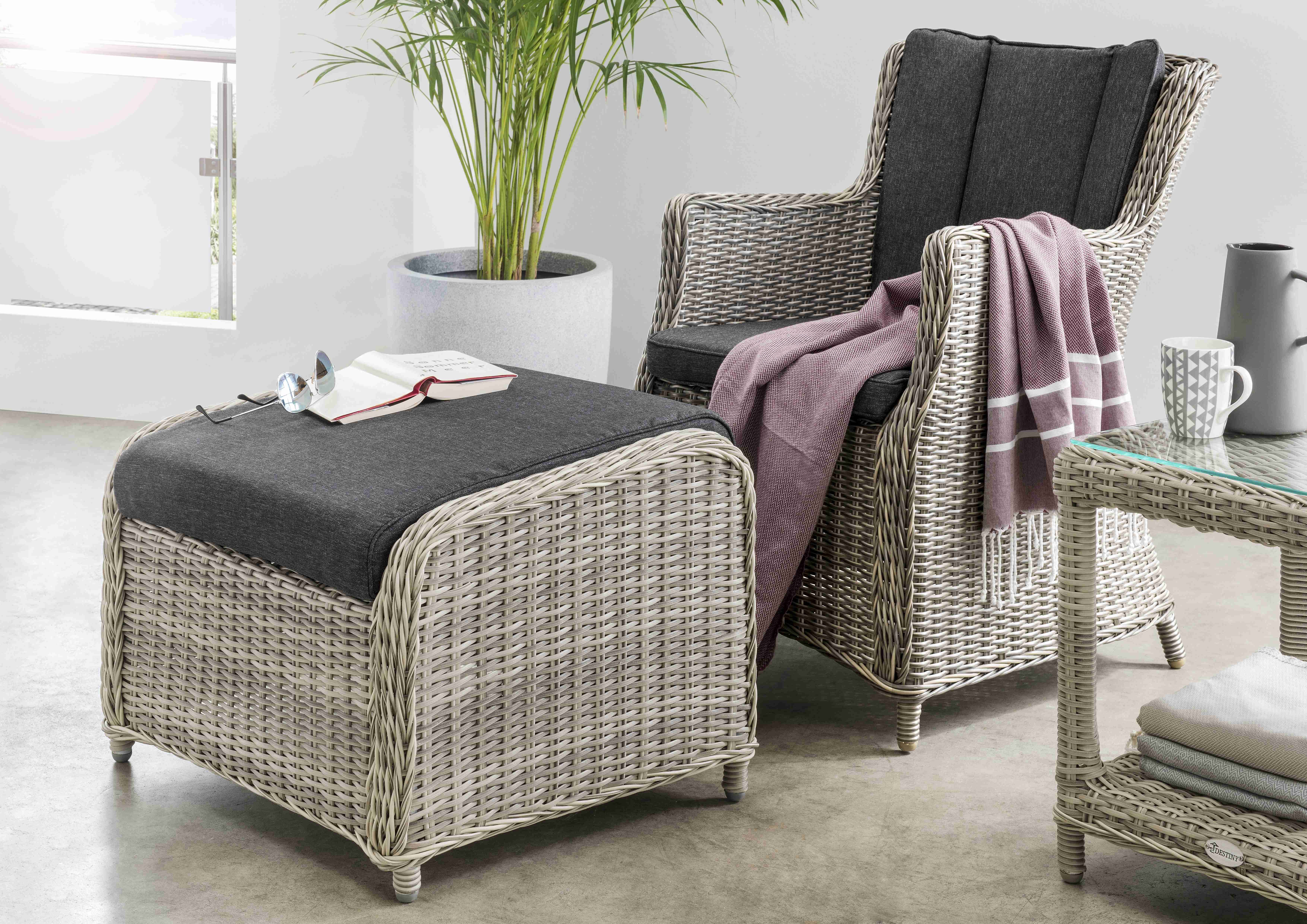 Destiny Balkonset Luna Casa, (Set, 6-tlg), Aluminium, Polyrattan