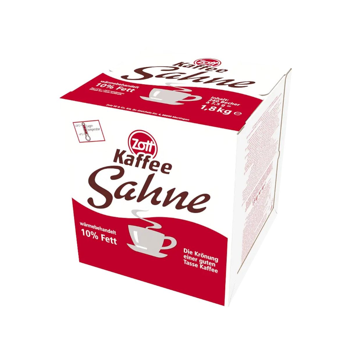 Zott Milch, Zott Kaffeesahne Kondensmilch in Tassenportionen 240 x 7.5 2400g