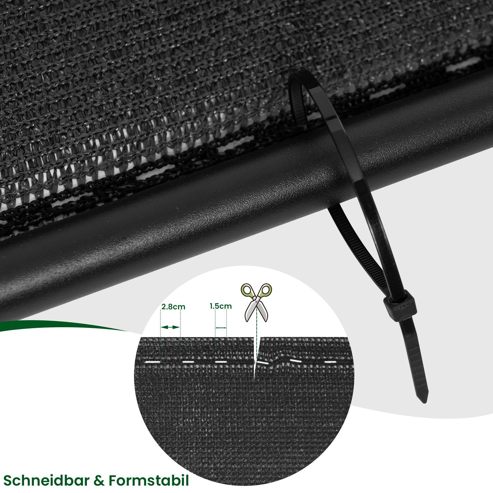 Woltu Blende, Sichtschutzzaun 280 g/m² HDPE, mit Kabelbindern, Anthrazit