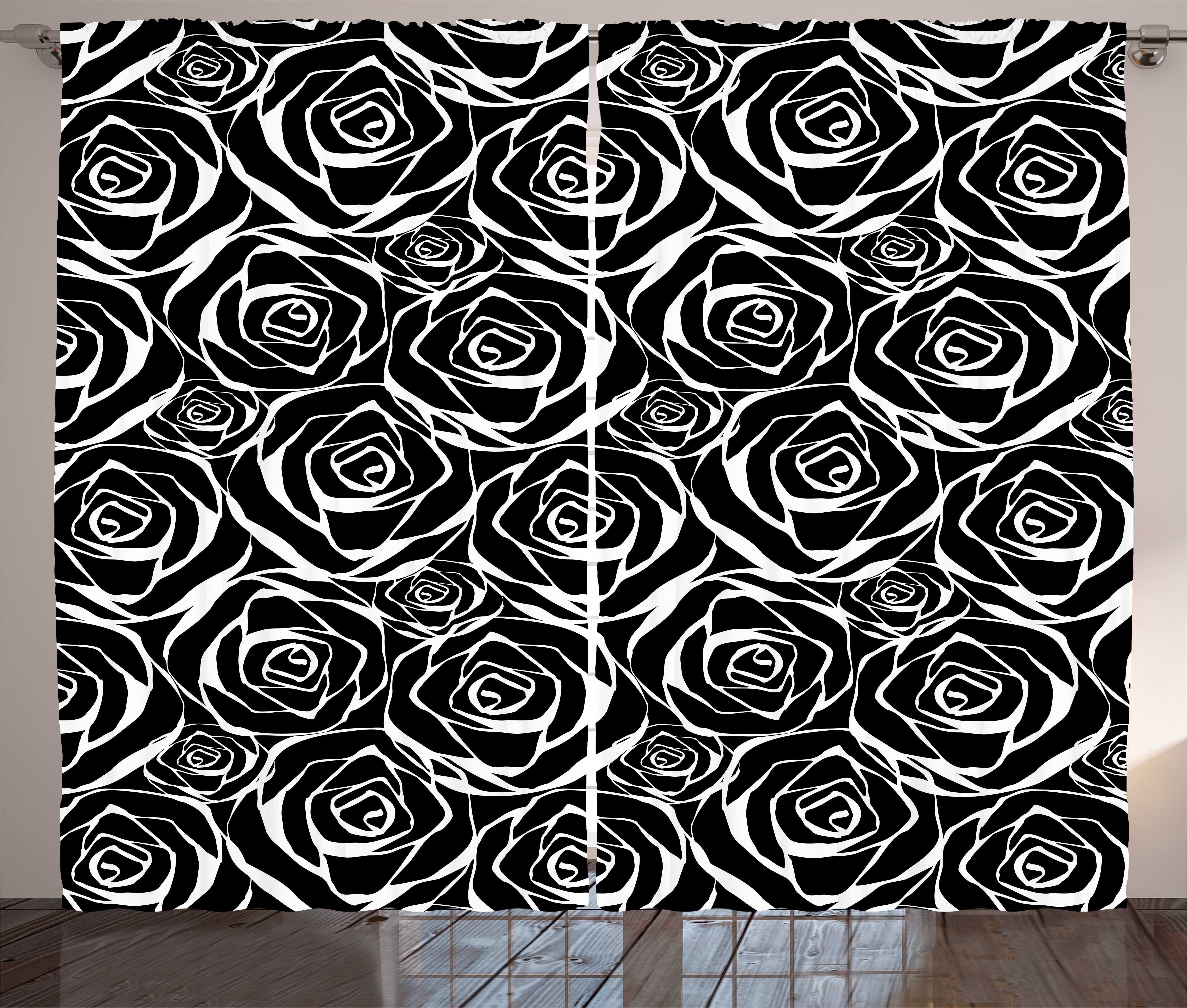 Gardine Schlafzimmer Kräuselband Vorhang mit Schlaufen und Haken, Abakuhaus, Blumen Abstrakte Kunst Rose Blumen