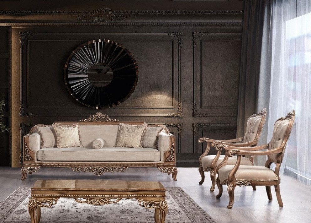 Xlmoebel Polstergarnitur Garnitur Sofa Sessel Sofagarnitur 3+1+1 Sitzer Luxus Barock Rokoko, (3-tlg., 3+1+1 Sitzer), Hergestellt in Europa