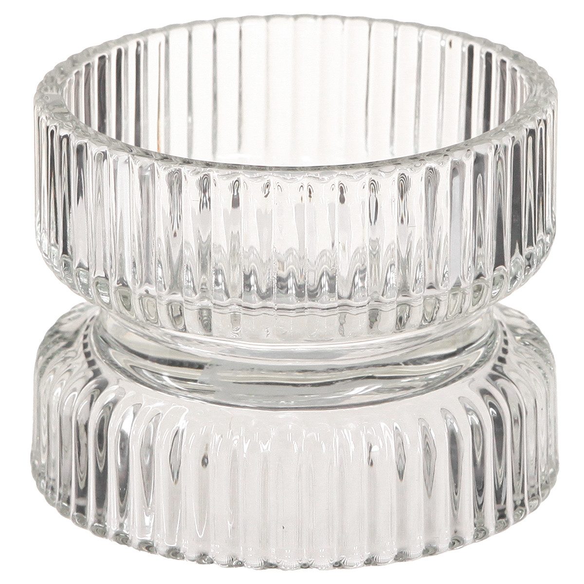 Tischvase Teelichthalter Glas Retro Vintage Deko Set Ø9cm H7cm 4er Pack