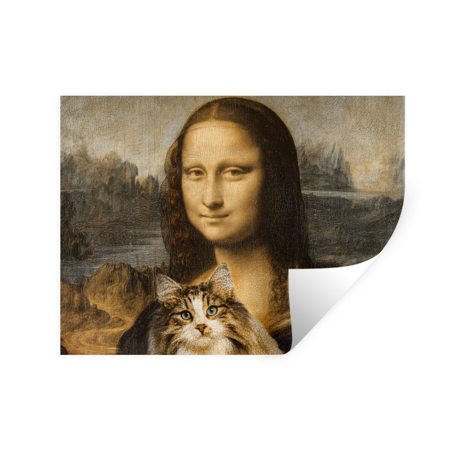  MuchoWow Wandsticker Mona Lisa - Katze - Leonardo da Vinci - Vintage ...