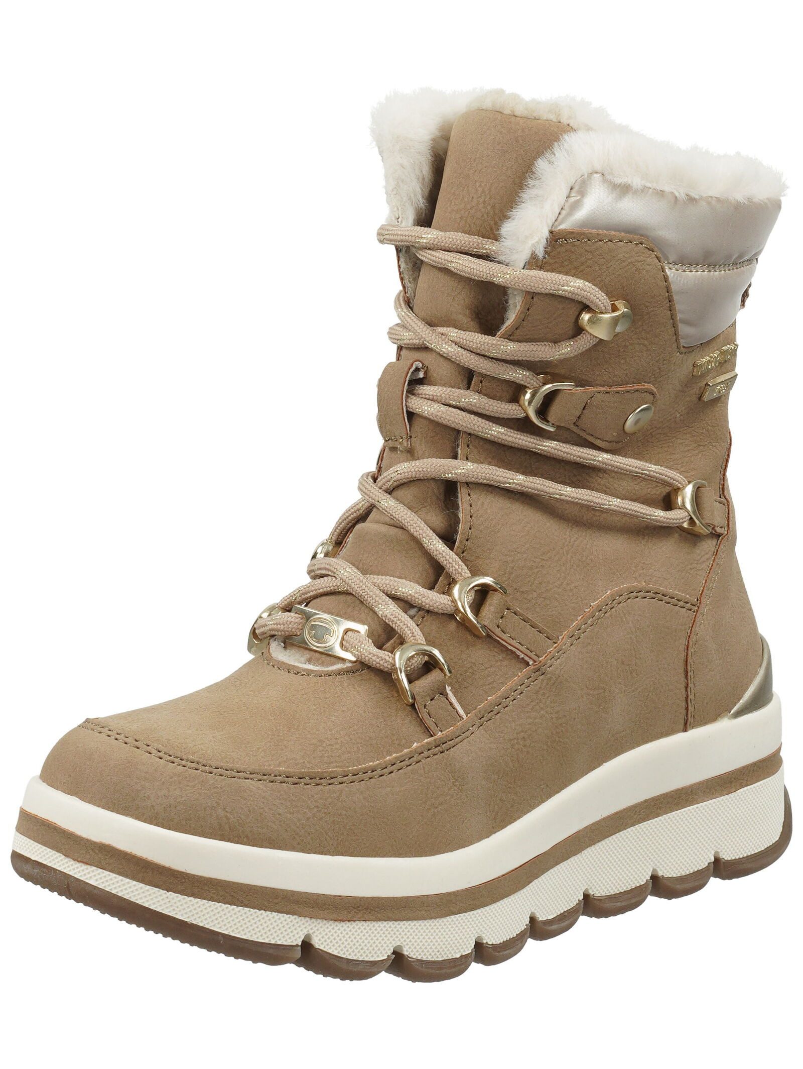 Stiefelette Lederimitat/Textil . Schnürstiefelette