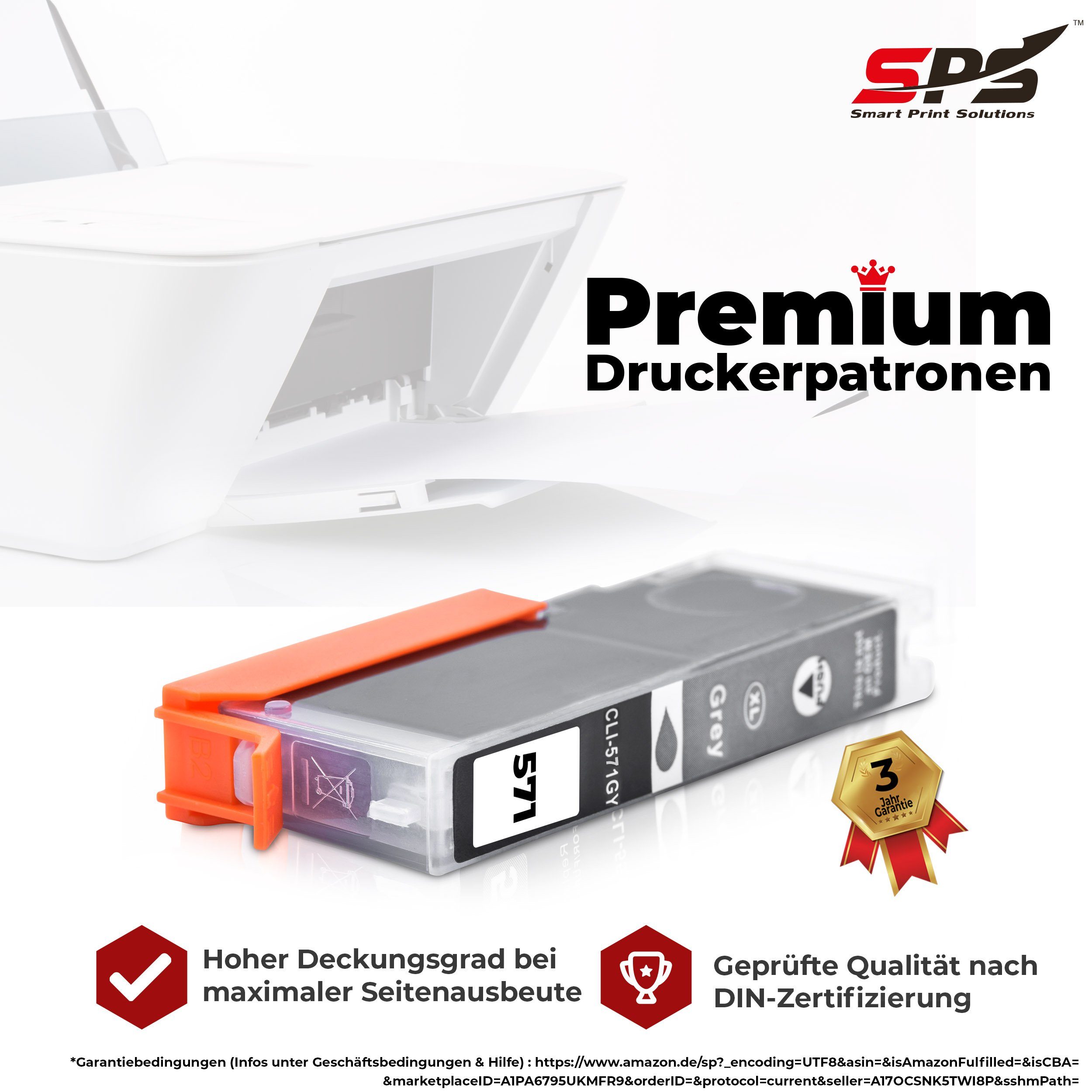 SPS Kompatibel für Canon Pixma TS8052 / 0335C001 / CLI-571GYXL Grau Tintenpatrone (1er Pack)