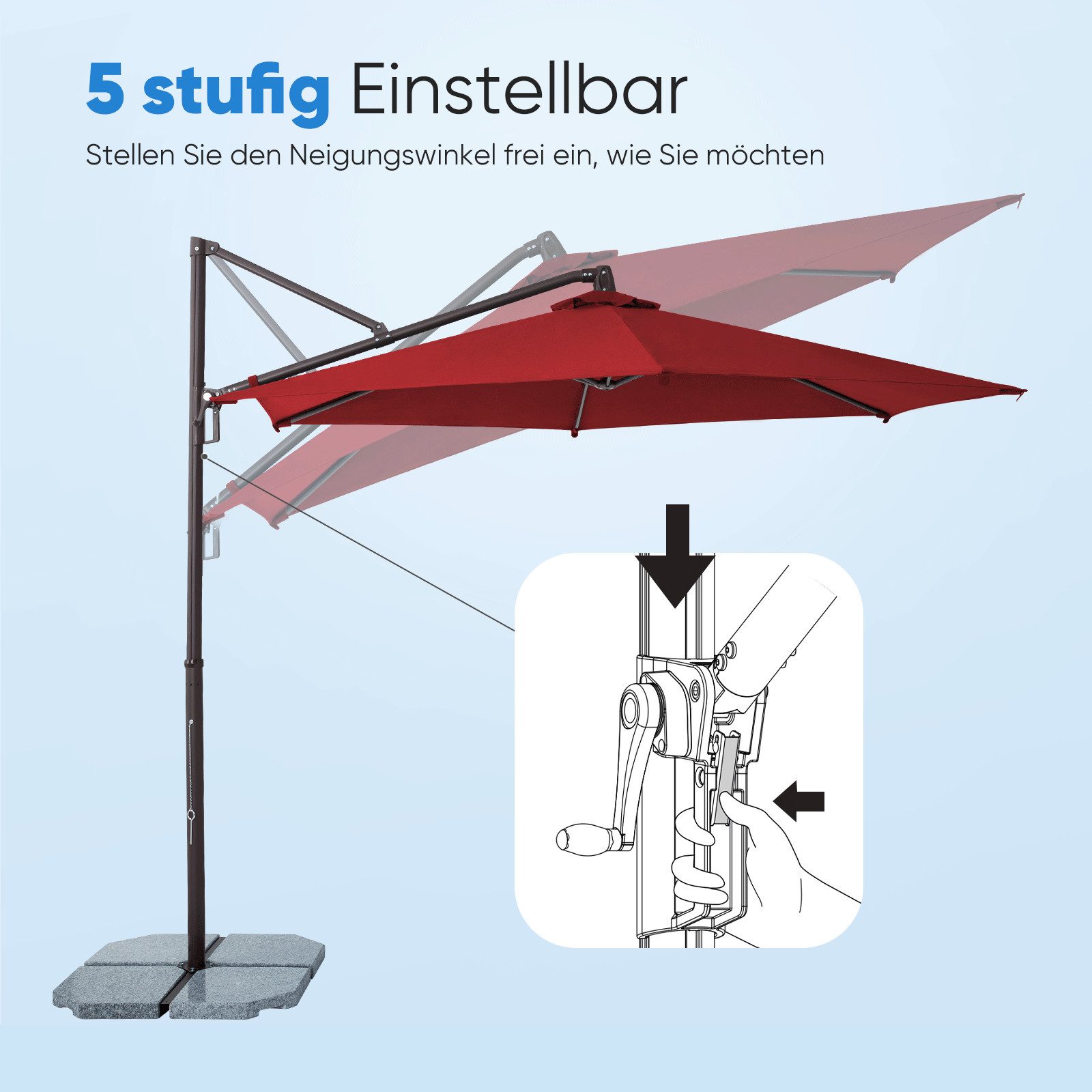 Sekey Ampelschirm 300cm Alu Sonnenschirm, 360° günstig online kaufen