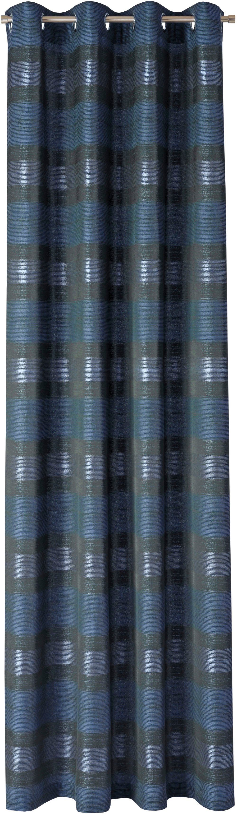 Vorhang Megara, you!, (1 Querstreifen St), edler Ösen for aquablau/schwarz Matt-Glanz-Effekt mit Jacquard, Neutex blickdicht
