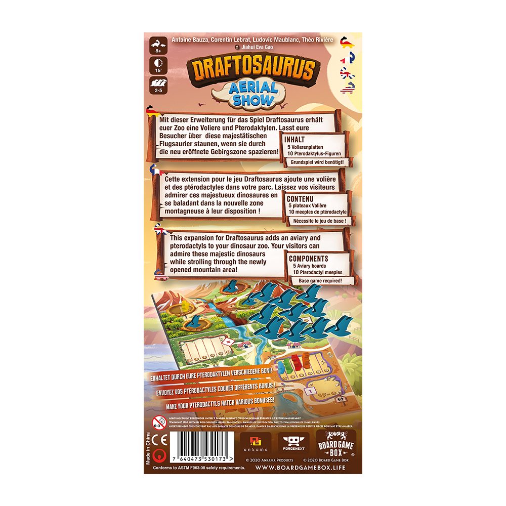 Board Game Box Spiel Draftosaurus Aerial Show, Brettspiel