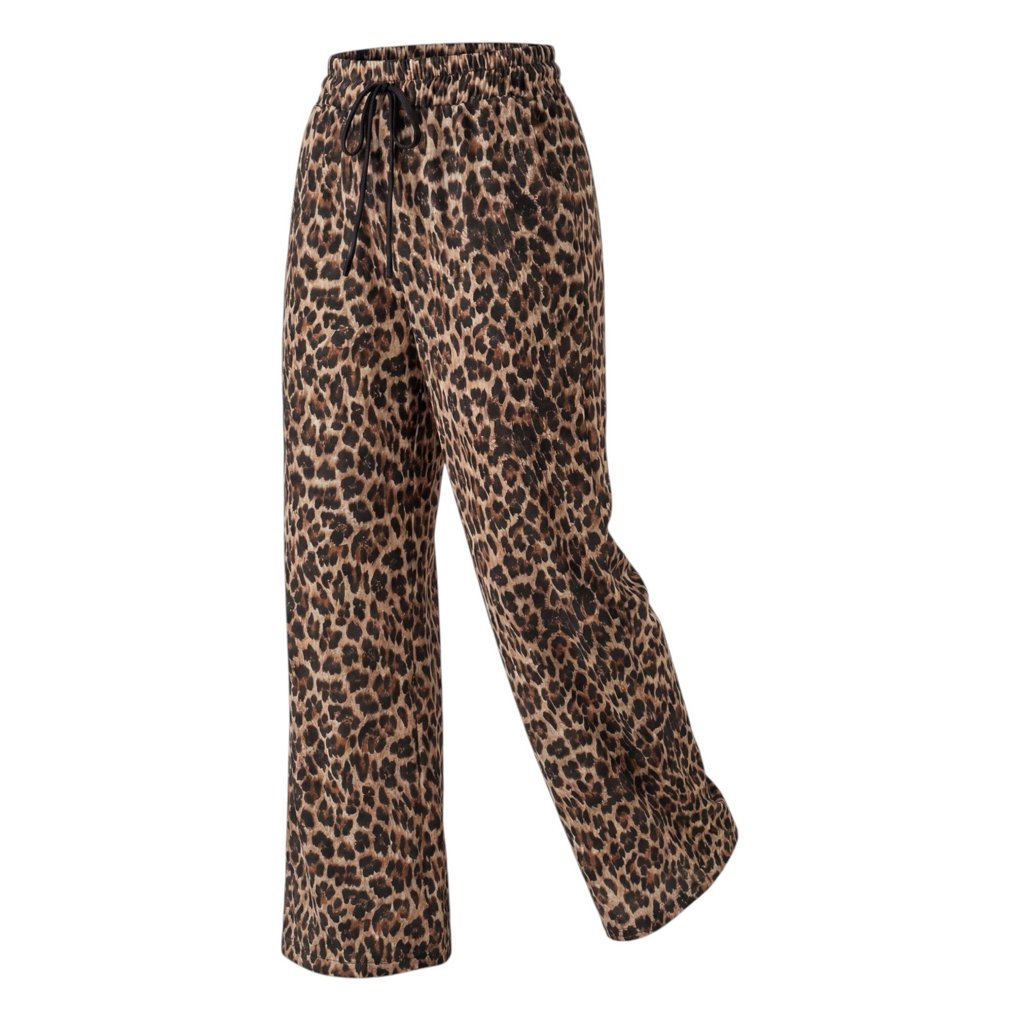 Palazzohose Damen Sommerhose Allover Print Leo Look Schlupfhose mit Stretchbund