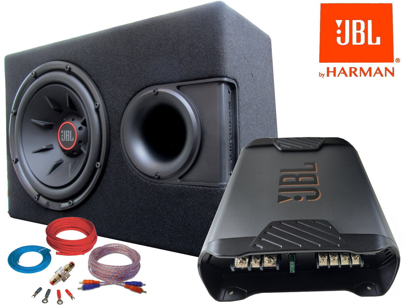JBL 1700 Watt Basspaket Subwoofer Verstärker Set Kabelset Auto-Subwoofer