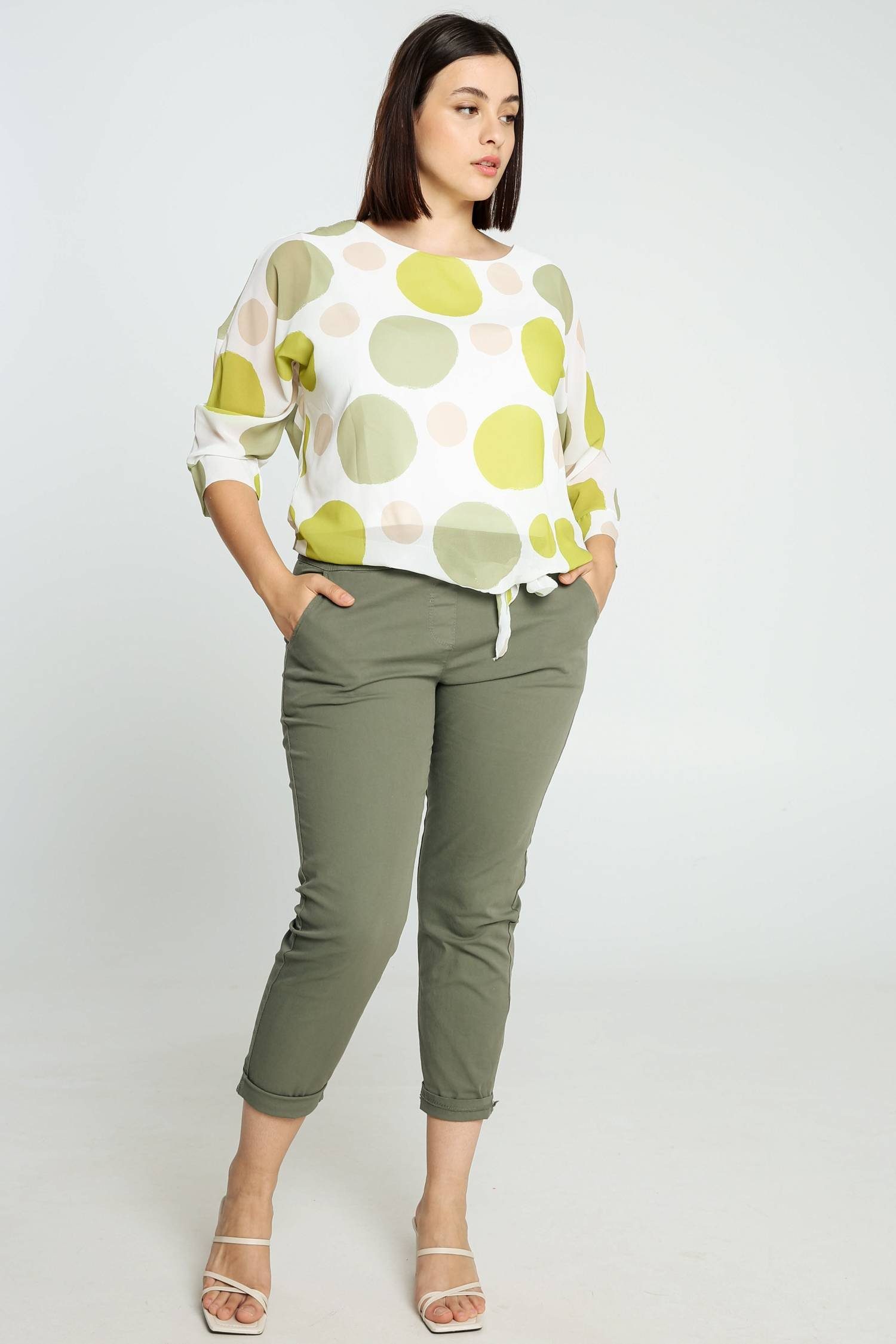 (1-tlg) Polka-Dot-Muster In Knopf Ballonform Cassis Mit Und Shirtbluse Bluse