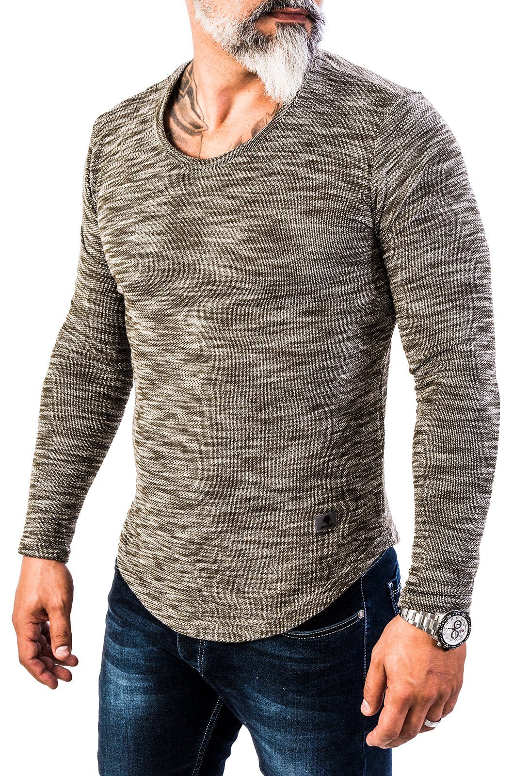 Rock Creek Sweatshirt Herren Longsleeve Shirt H-144 Olive | Sweatshirts