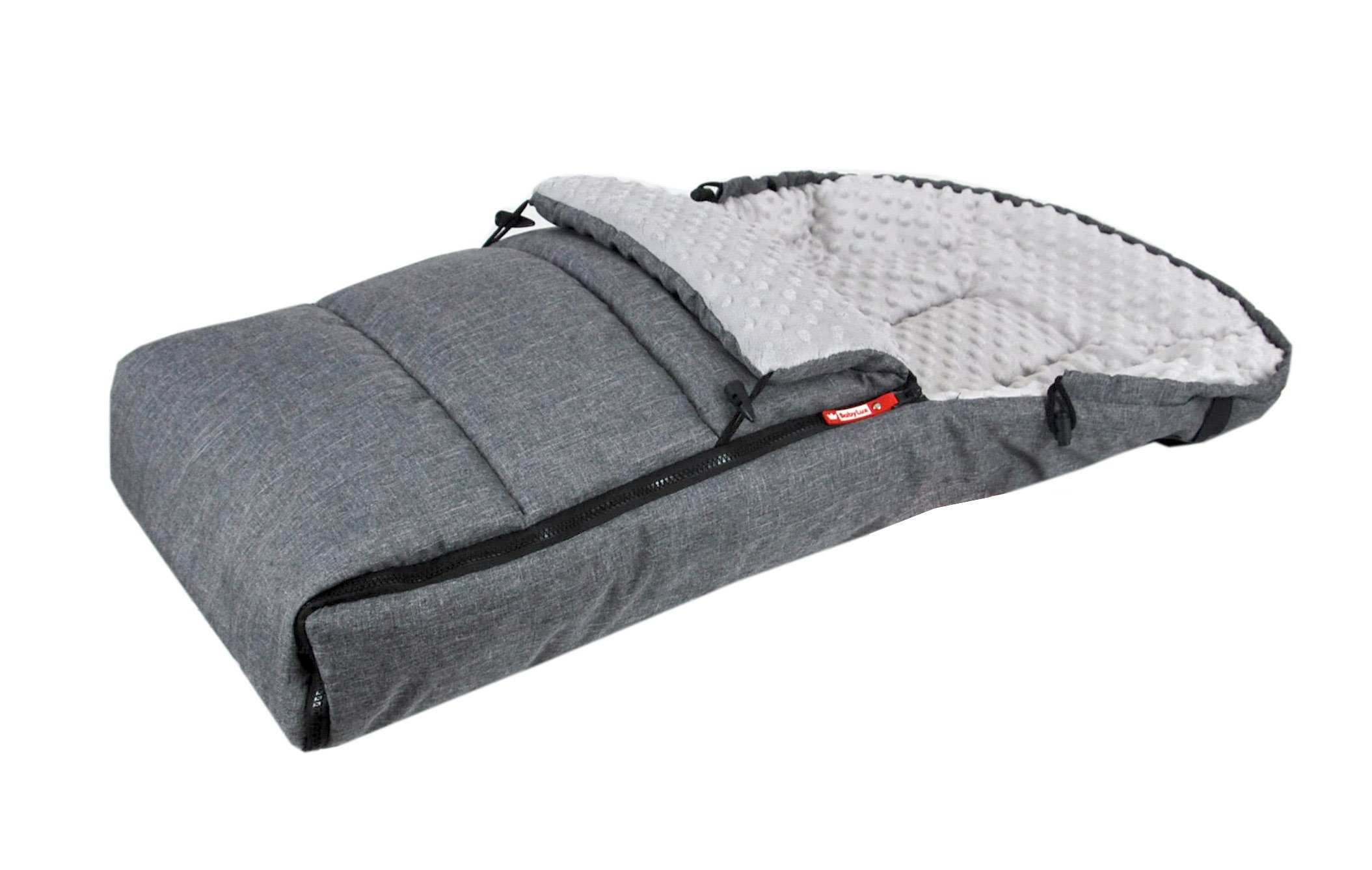 BabyLux Fußsack BABYLUX Fußsack MINKY Kinderwagen Buggy Fleece Babyschale Thermo, Grau + Minky Grau