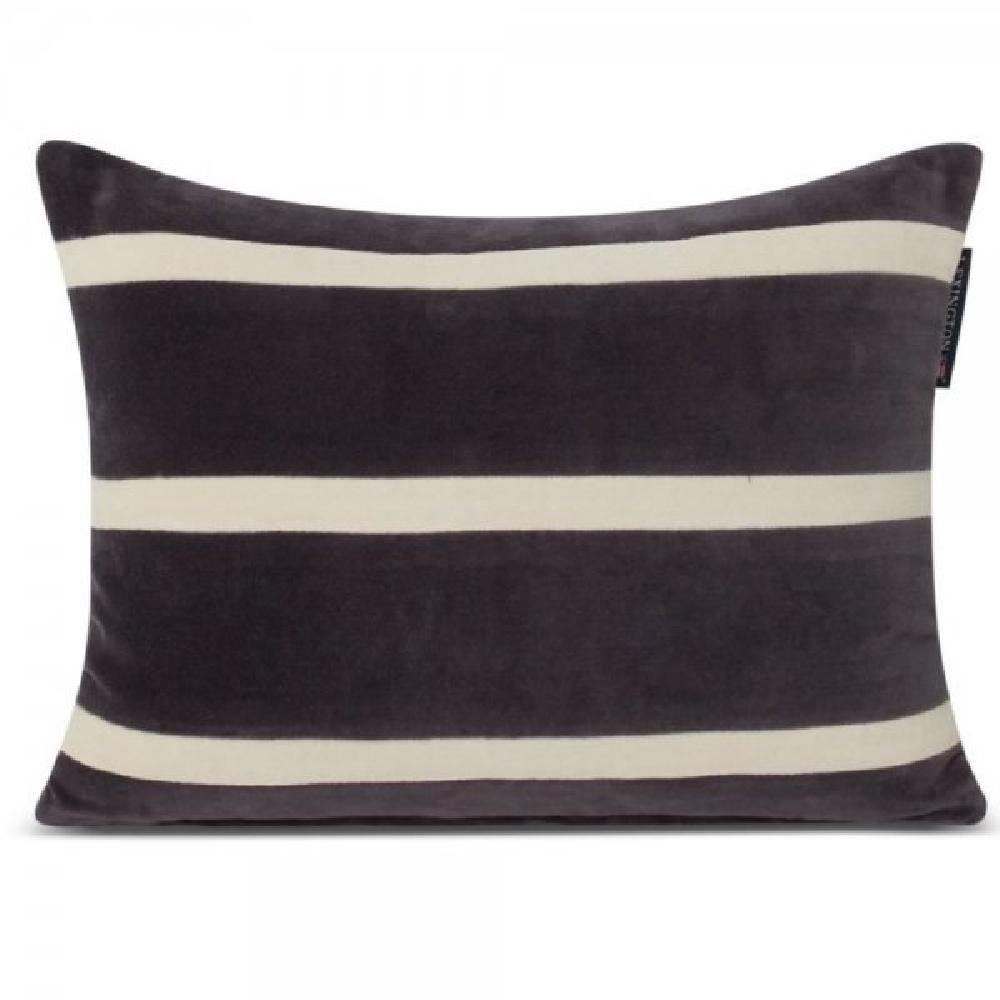 Kissenhülle LEXINGTON Kissenhülle Striped Organic Cotton Velvet Gray Beige (30x40), Lexington