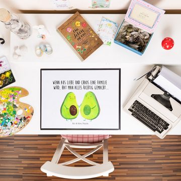 Mr. & Mrs. Panda Schreibtischunterlage Avocado Pärchen - Weiß - Geschenk, Geburt, Vegan, Gesund, Familie, Ho, (1 tlg)
