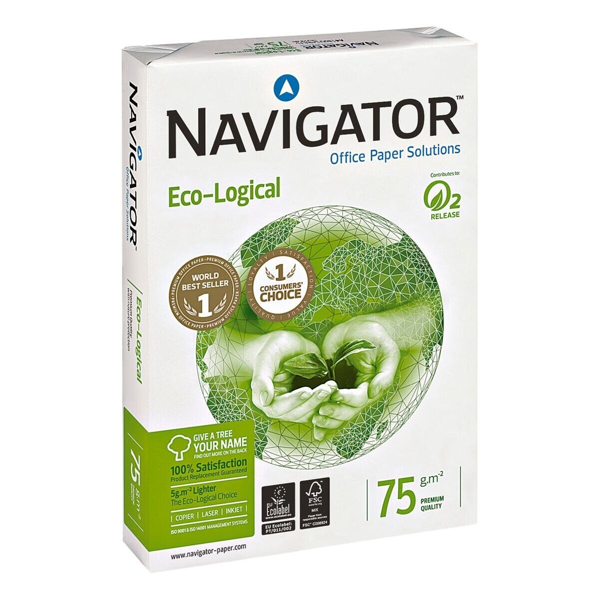 NAVIGATOR Druckerpapier Eco-Logical, Format DIN A4, 75 g/m², 169 CIE, 500 Blatt