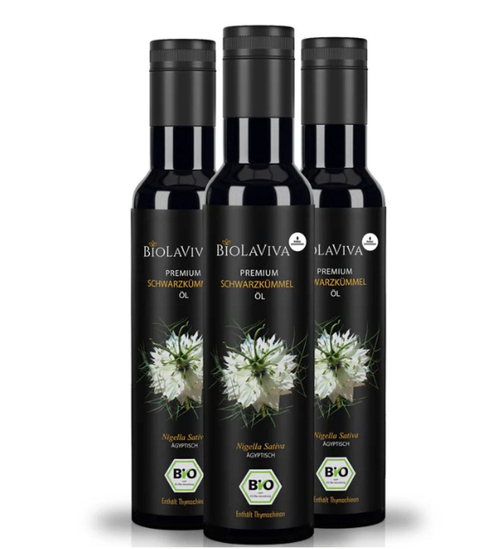 BIOLAVIVA Speiseöl : Bio - Schwarzkümmelöl - ungefiltert - kaltgepresst - laborgetestet, 250 ml, 1 St.
