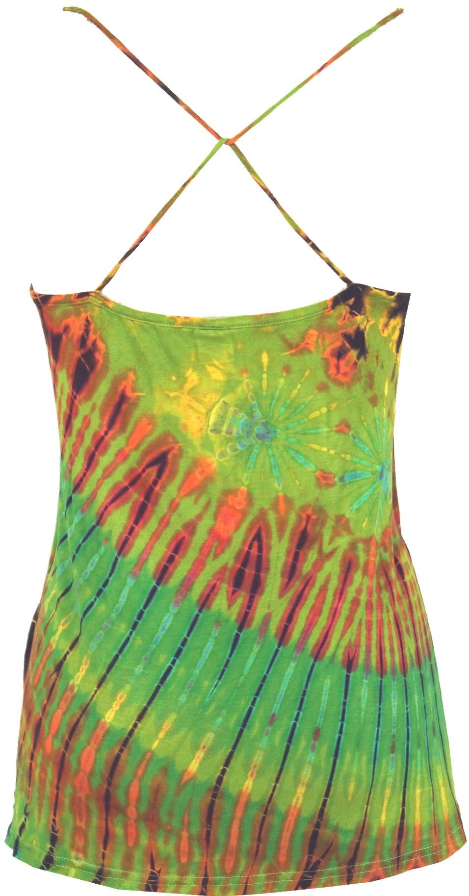 Guru-Shop T-Shirt Batik Hippie Top - grün Festival, Ethno Style, Hippie, alternative Bekleidung