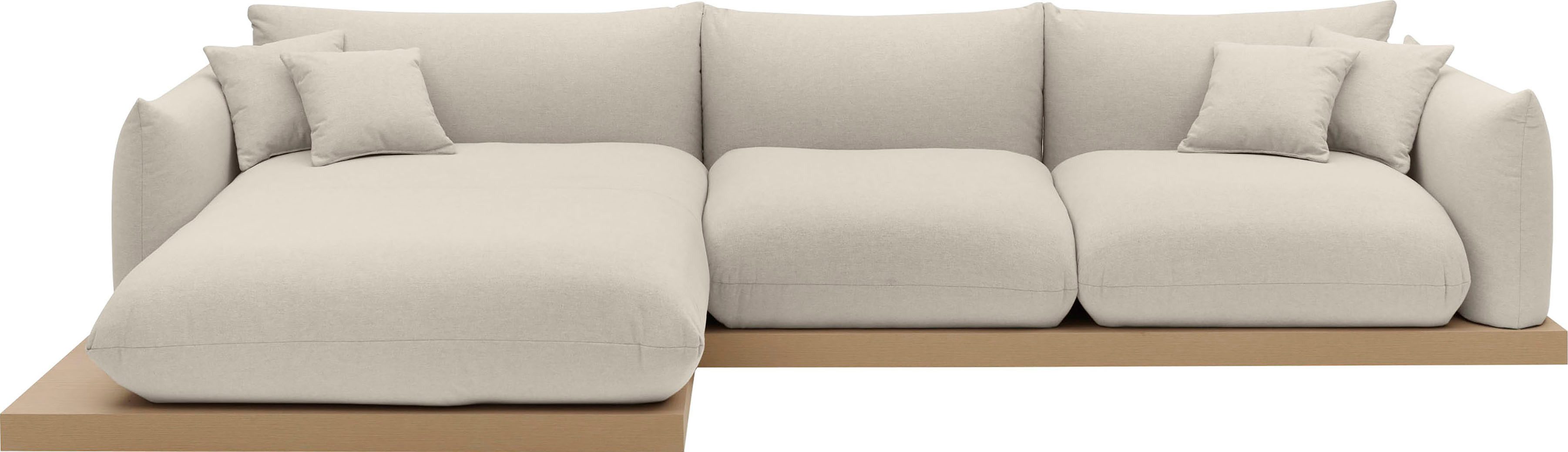 OTTO home Ecksofa Kalix, Polsterecke mit kräftigem Holz-Plateau, moderne Co günstig online kaufen