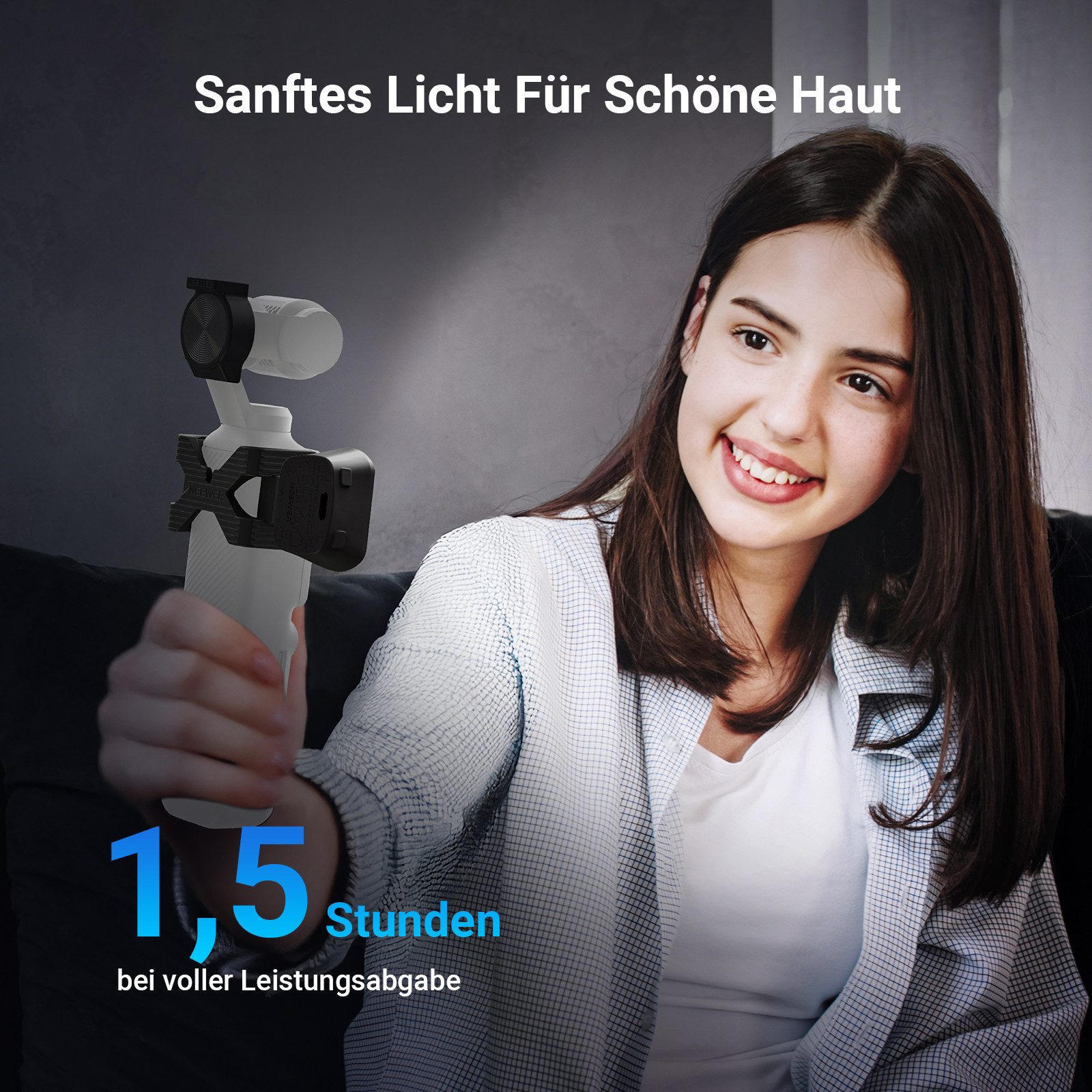Neewer Videoleuchte Videolicht Magnetisches Licht kompatibel mit DJI OSMO Pocket 3, 1,3W wiederaufladbarer Fülllicht mit verbesserten Halterungen – Bild 4 von 5