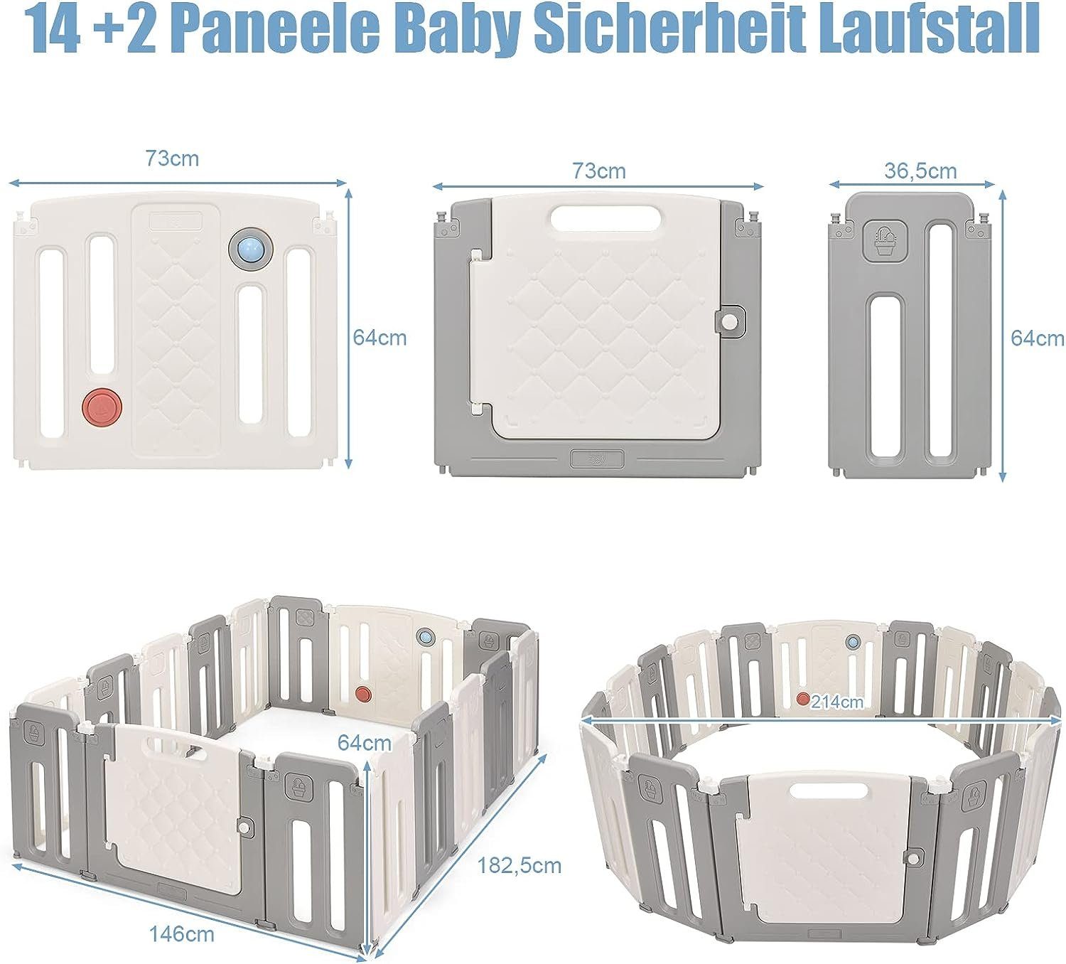 Paneele, 14+2 Laufstall Monaten für von 6-36 Baby KOMFOTTEU